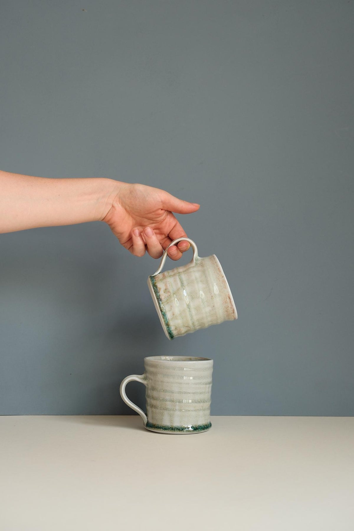 Celadon Glaze Swirl Coffee Mug by Maya Hughes
