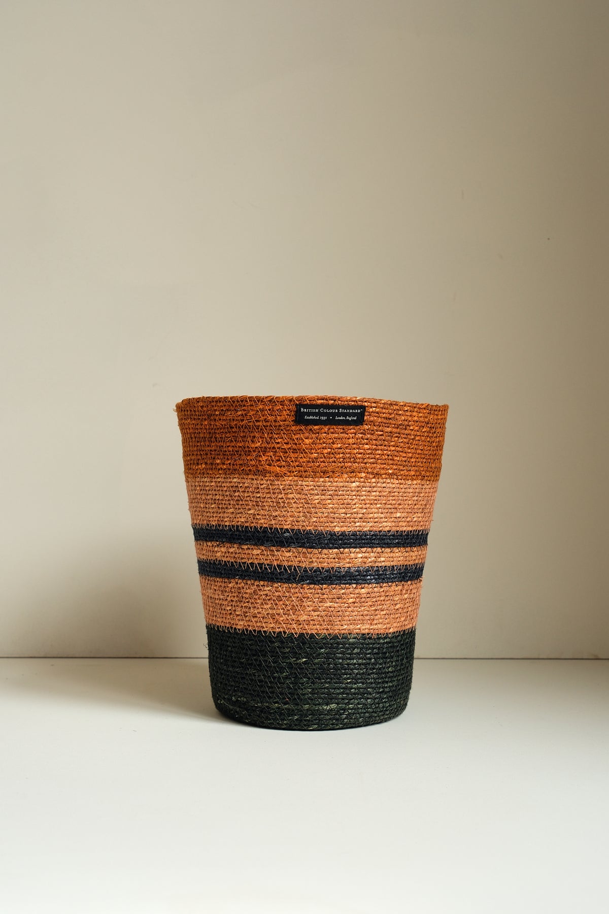 Seagrass Waste Paper Basket - Olive &amp; Old Rose