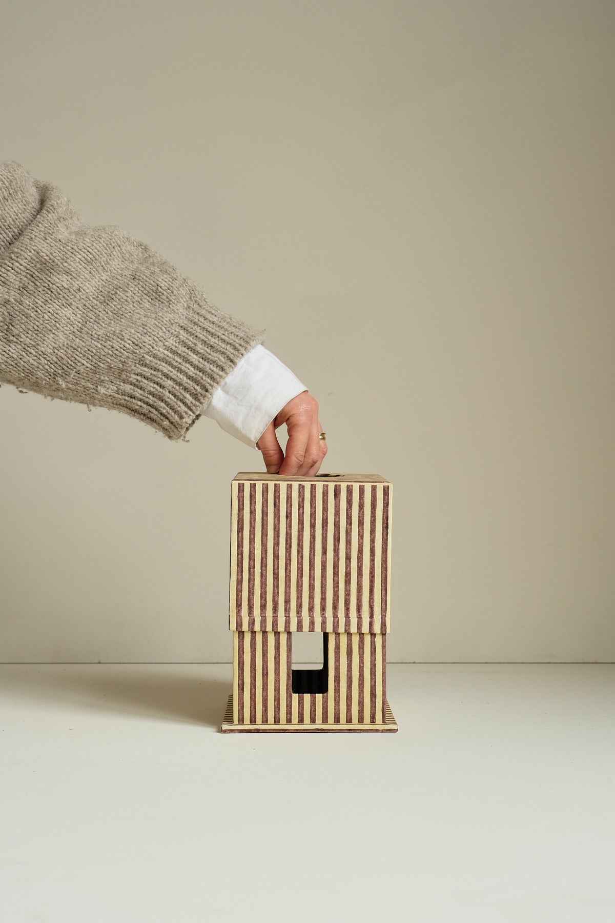 Square Block Printed Stripe Tissue Box