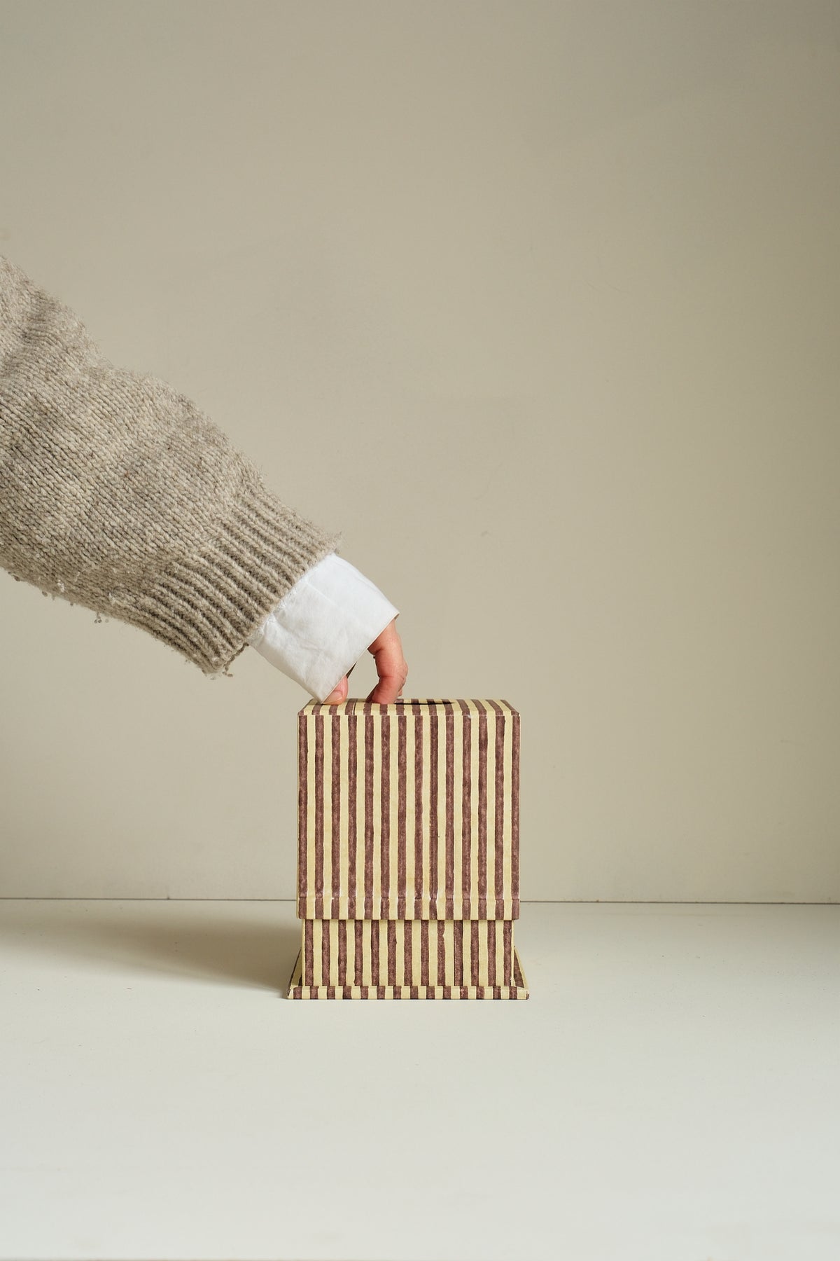Square Block Printed Stripe Tissue Box