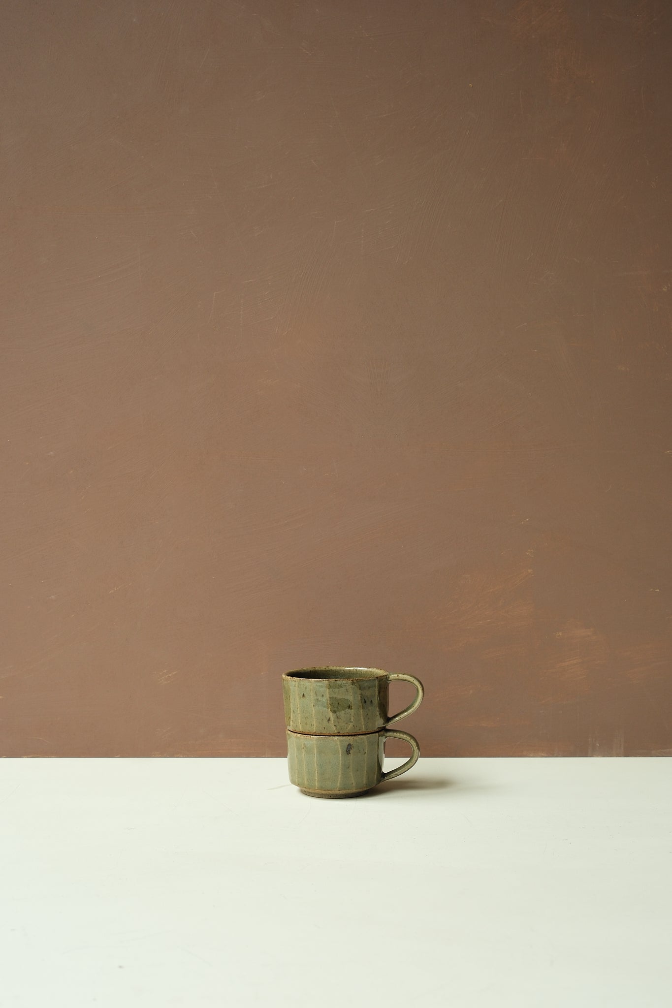 Green Glaze Carved Coffee Cup