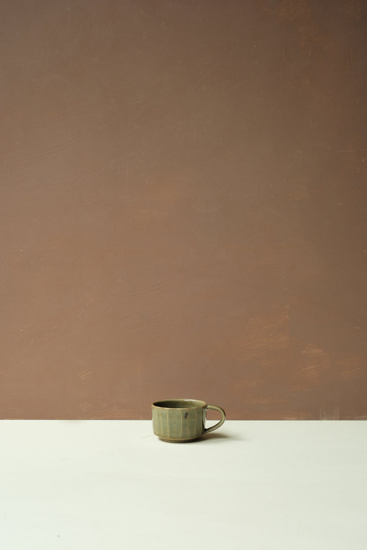 Green Glaze Carved Coffee Cup