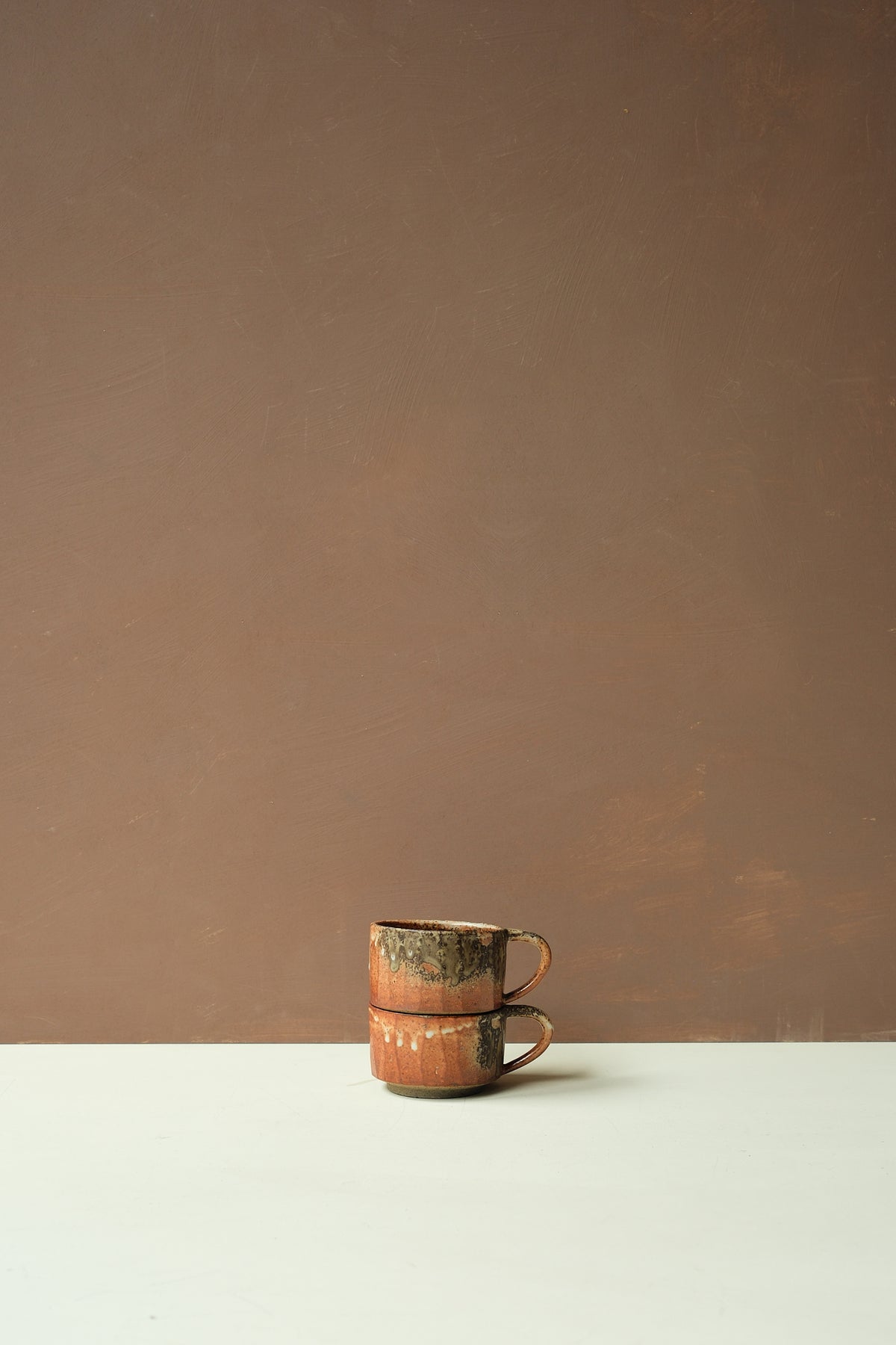 Ash & Shino Glaze Carved Coffee Cup