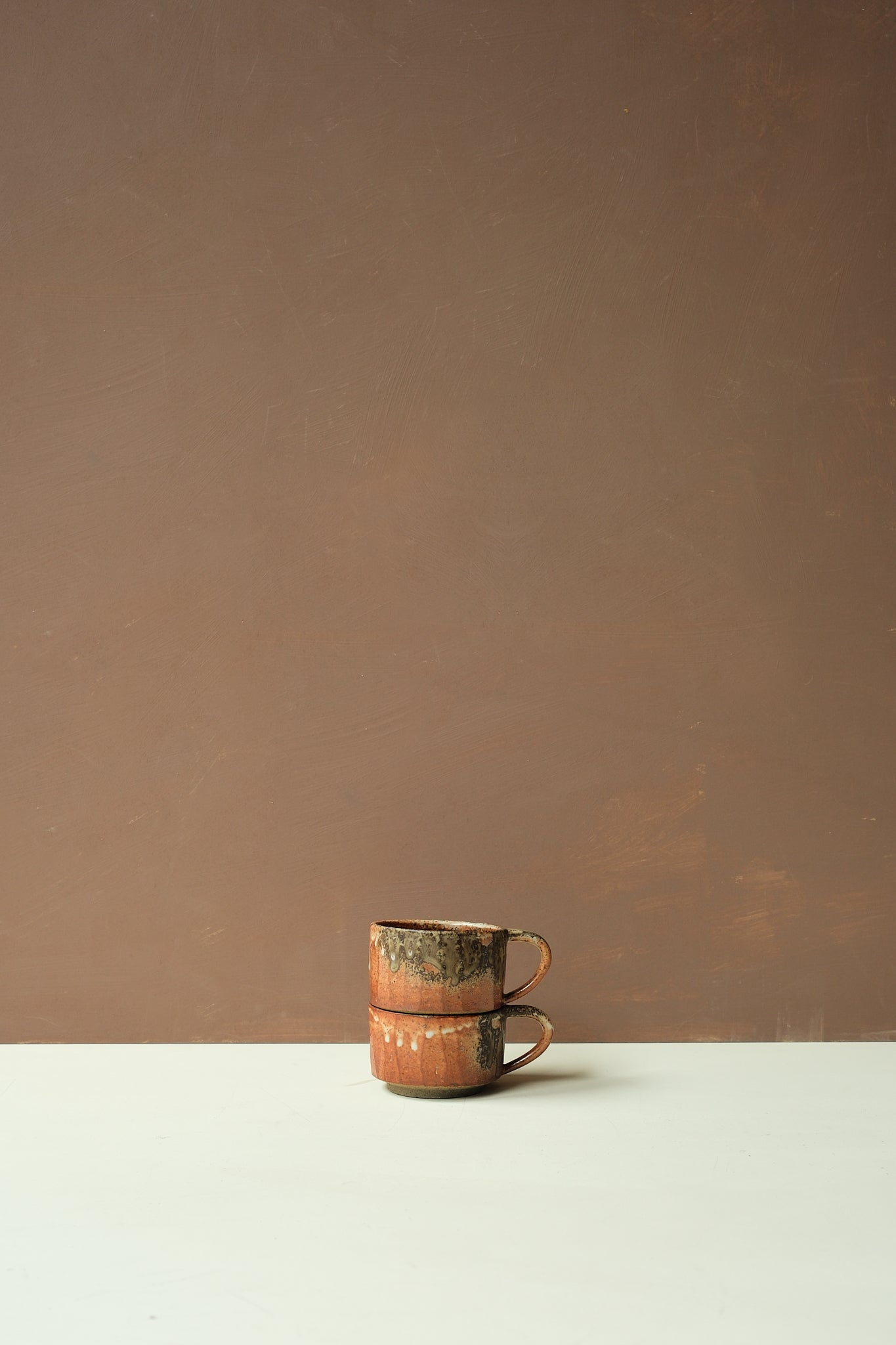 Ash & Shino Glaze Carved Coffee Cup