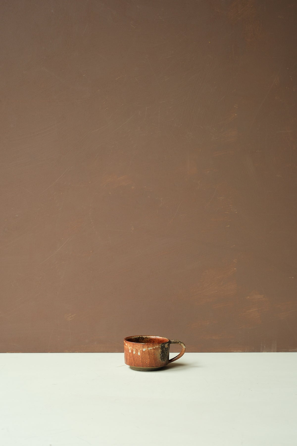 Ash & Shino Glaze Carved Coffee Cup