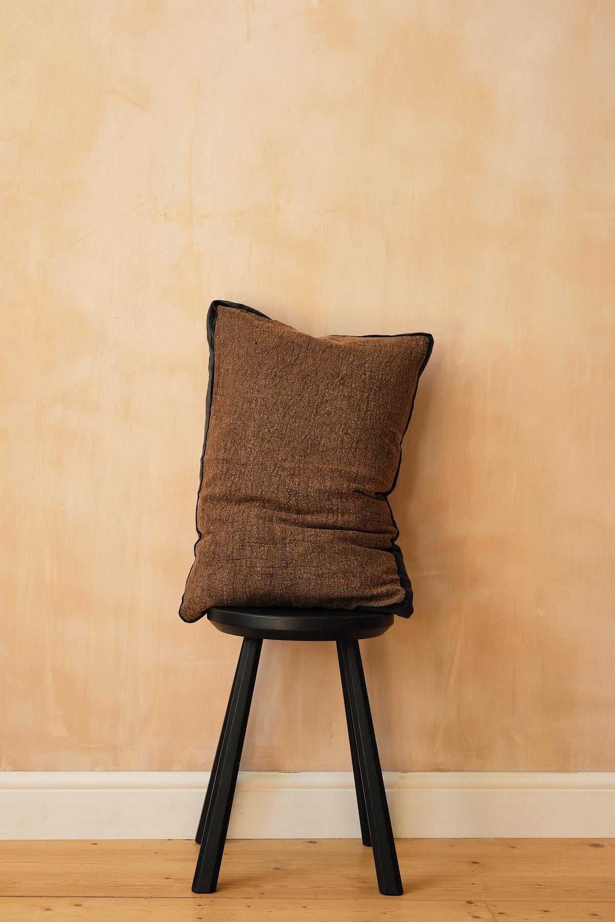 Chocolate Velvet Border Cushion by Pomax