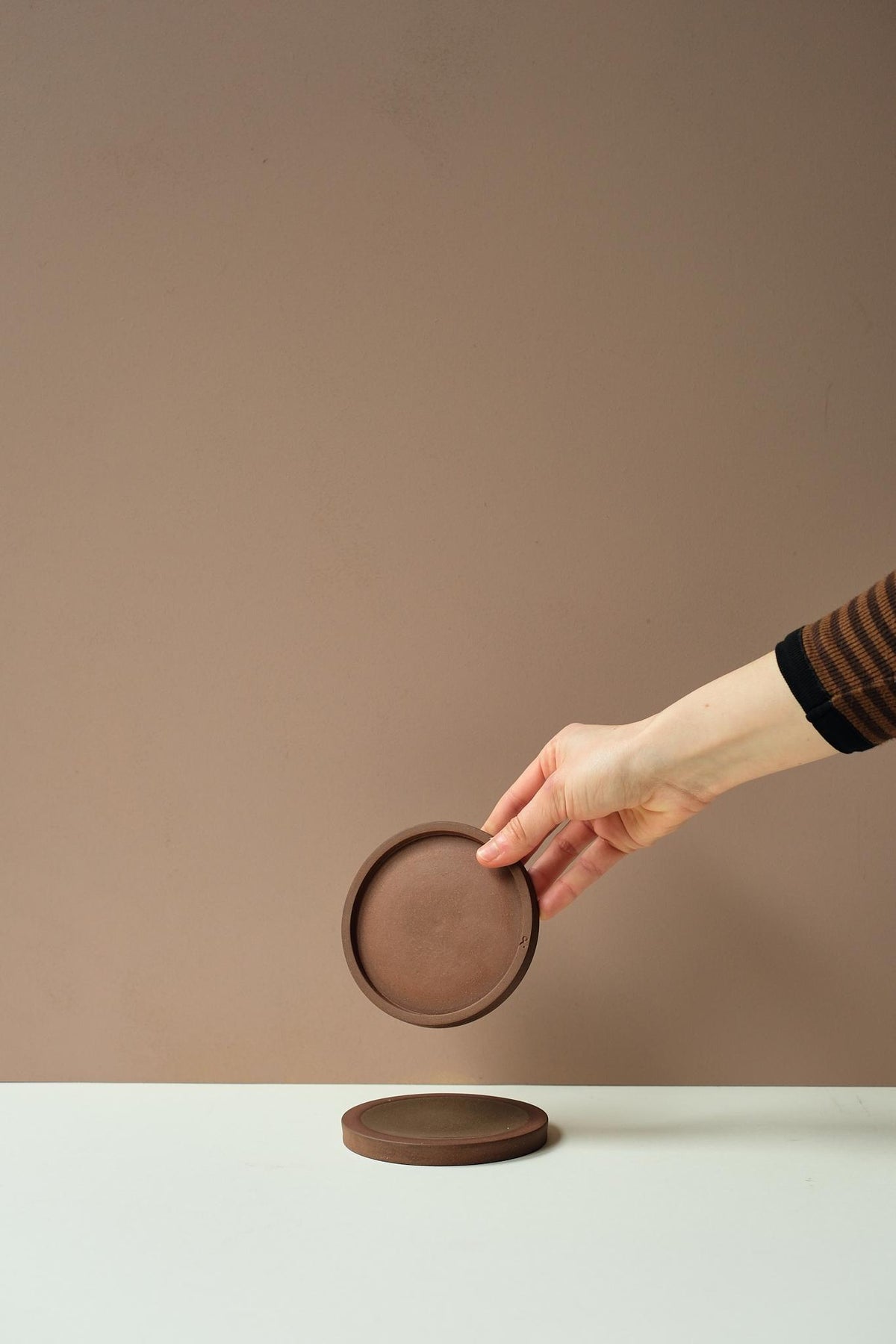 Red Glazed Coaster by Y.Pottery