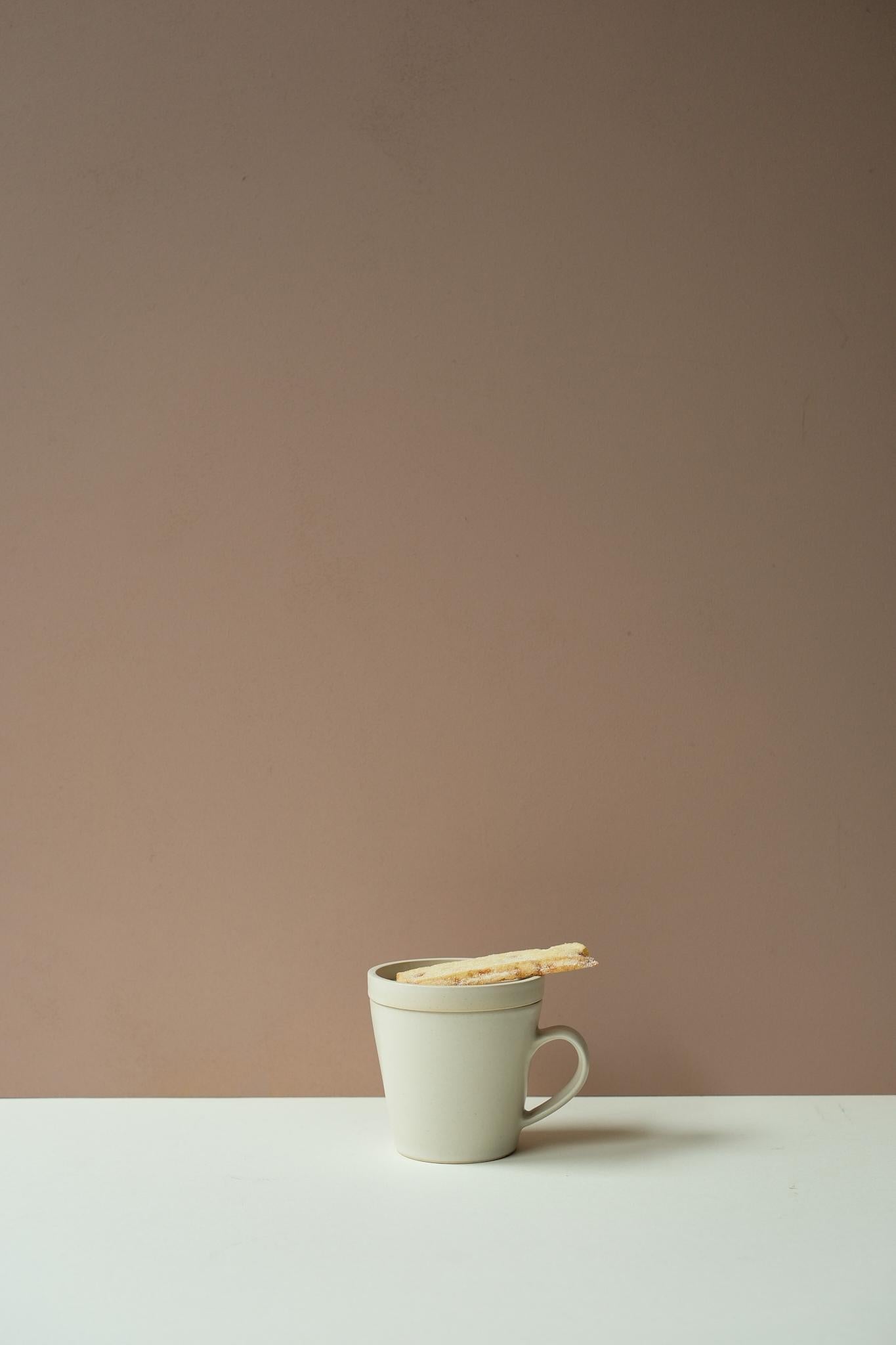 Toile Tall Mug & Biscuit Warmer Set by Y.Pottery