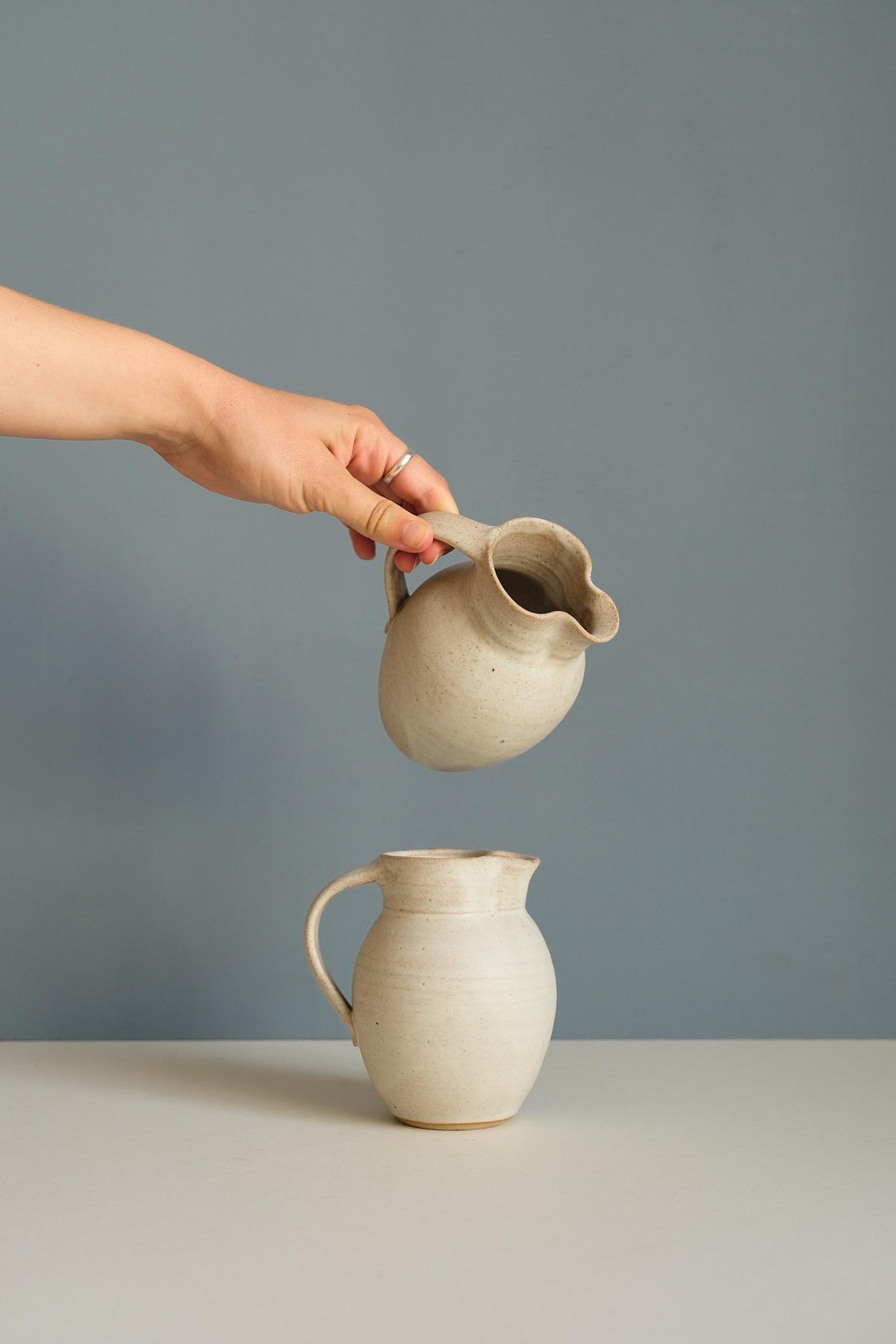 Matt White Belly Jug by Lucia Ocejo