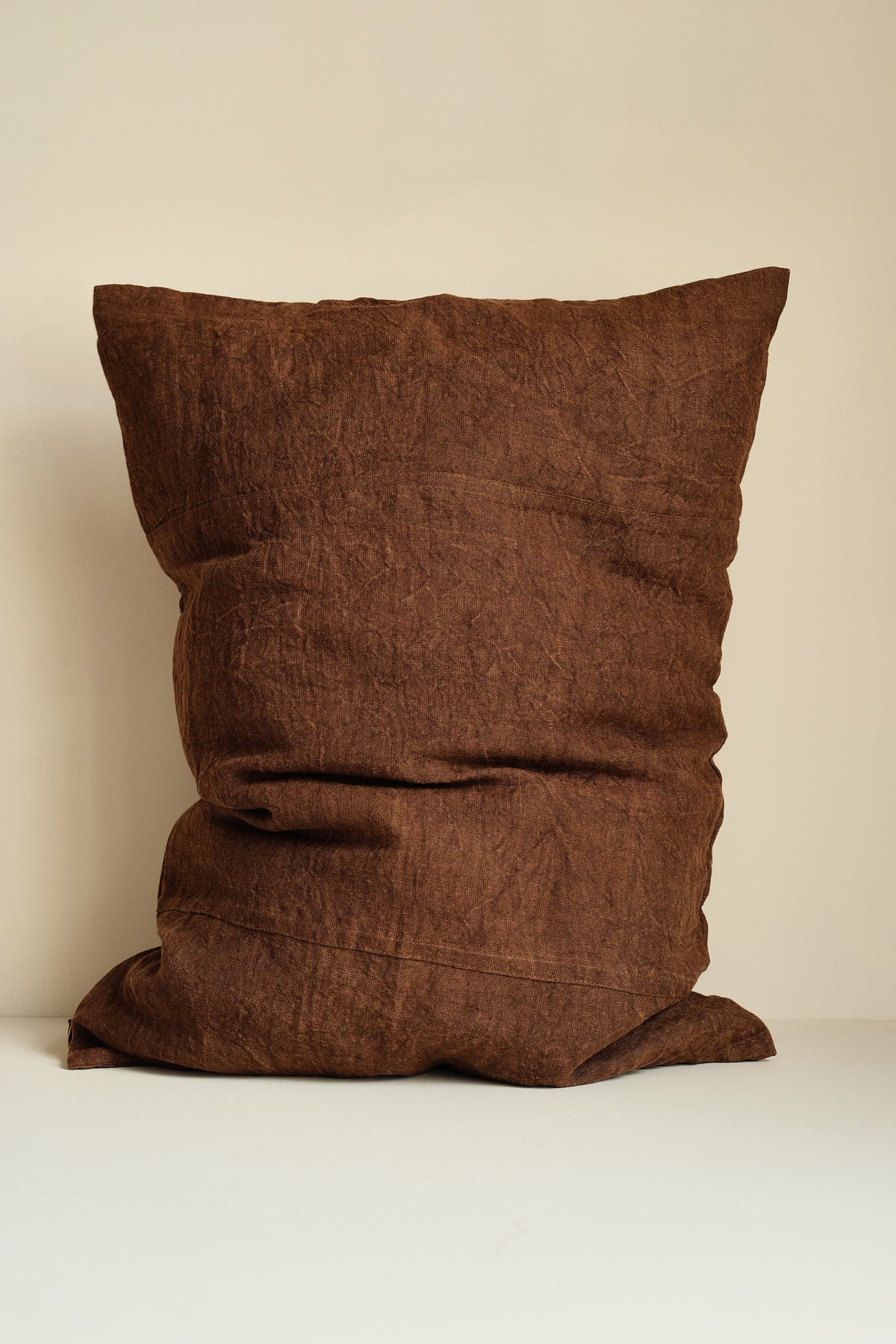 Chocolate Linen Natural Rectangle Cushion