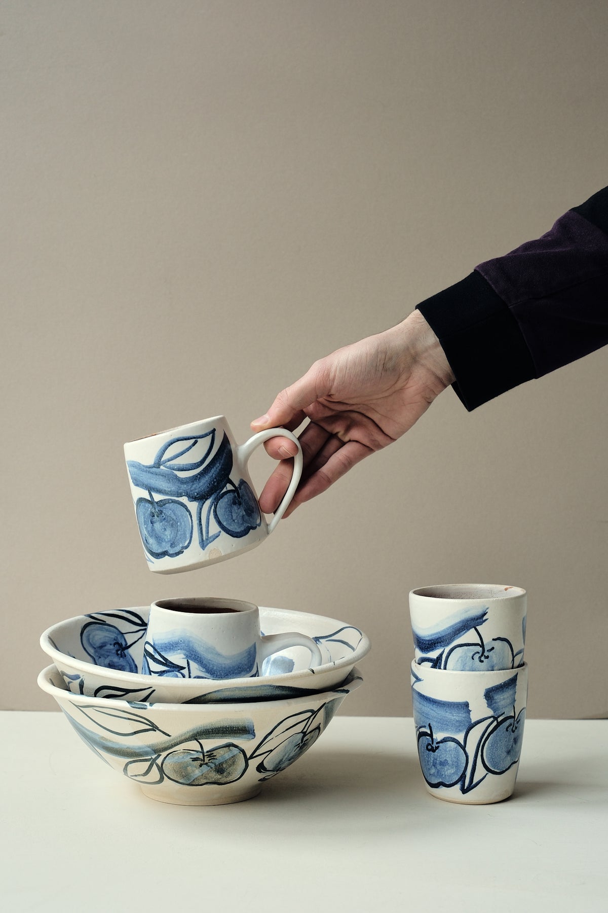 Blue Painted Apple Serving Dish - Ella Bua-In