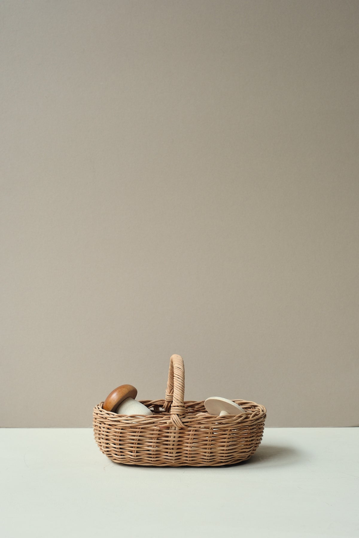 Basket of Wooden Mushrooms