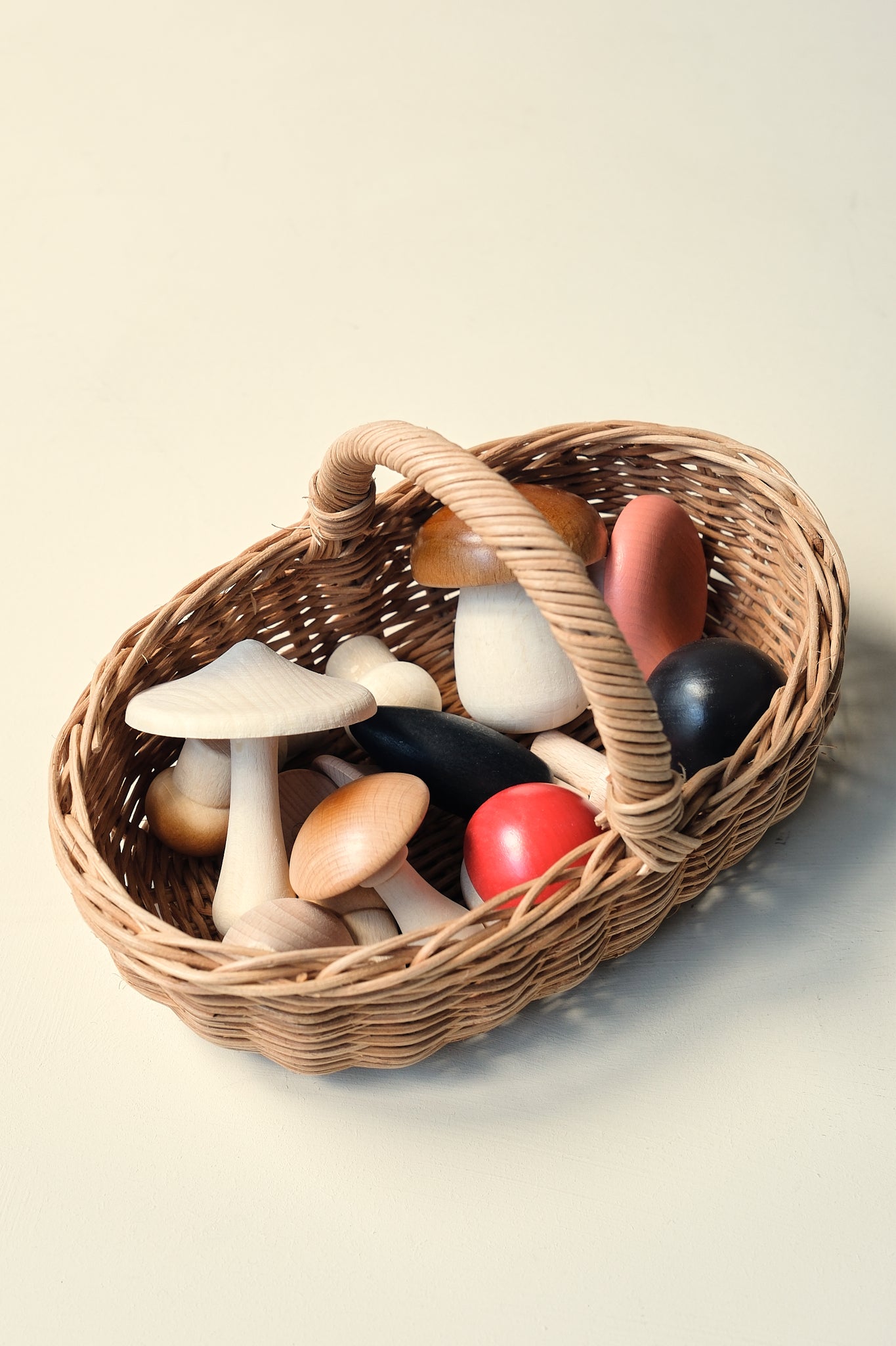 Basket of Wooden Mushrooms