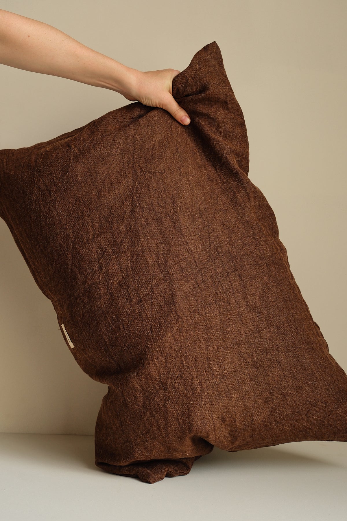 Chocolate Linen Natural Rectangle Cushion