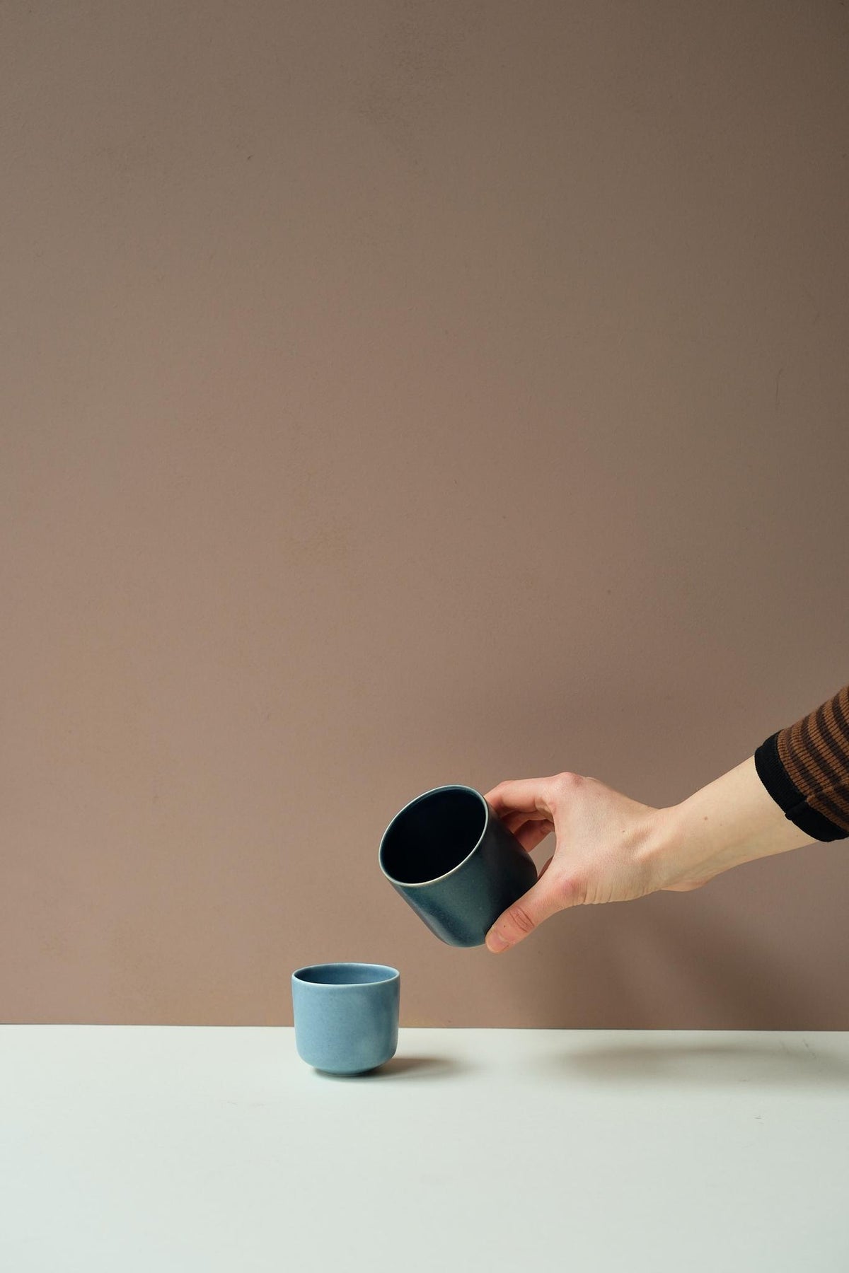 Blue Cup Pair by Y.Pottery