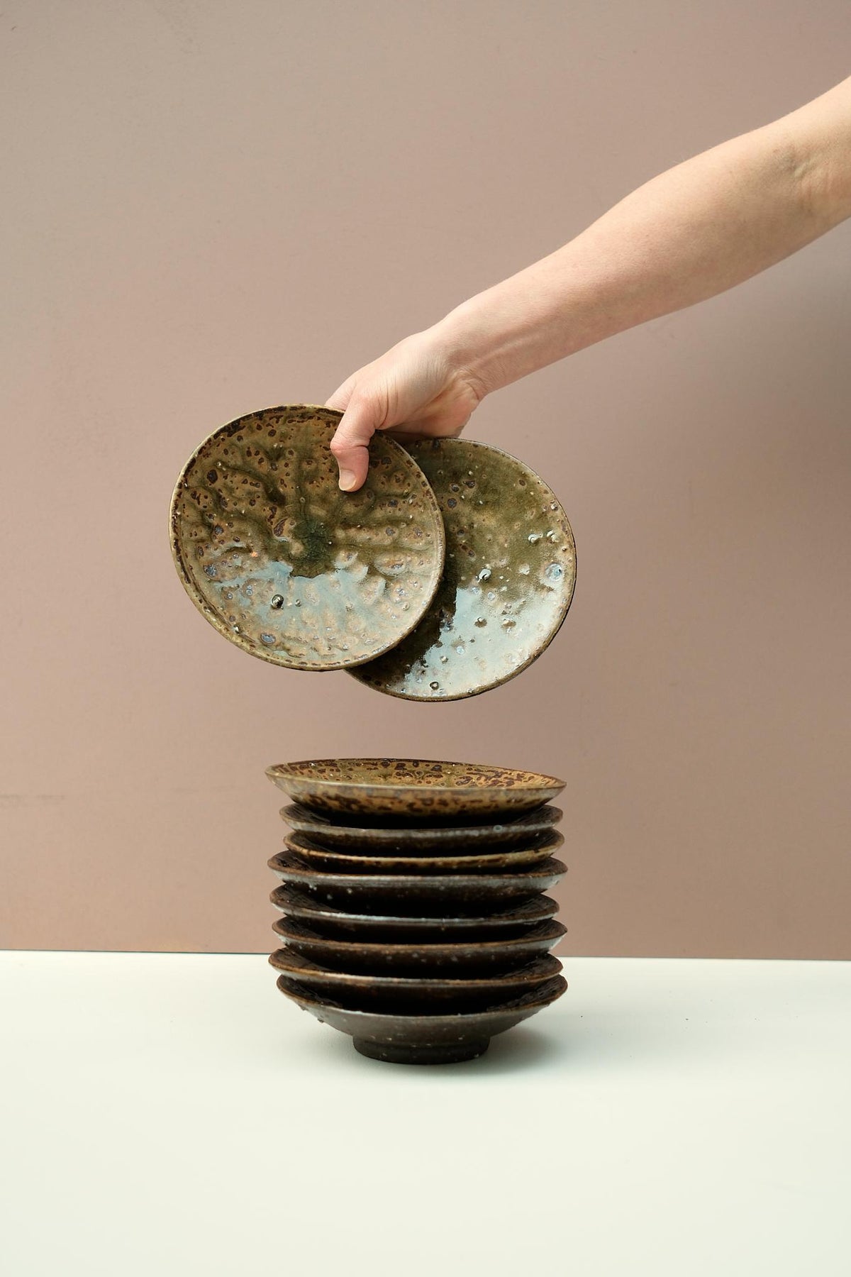 Small Green Rustic Plate by Ellen Pearce-Davies
