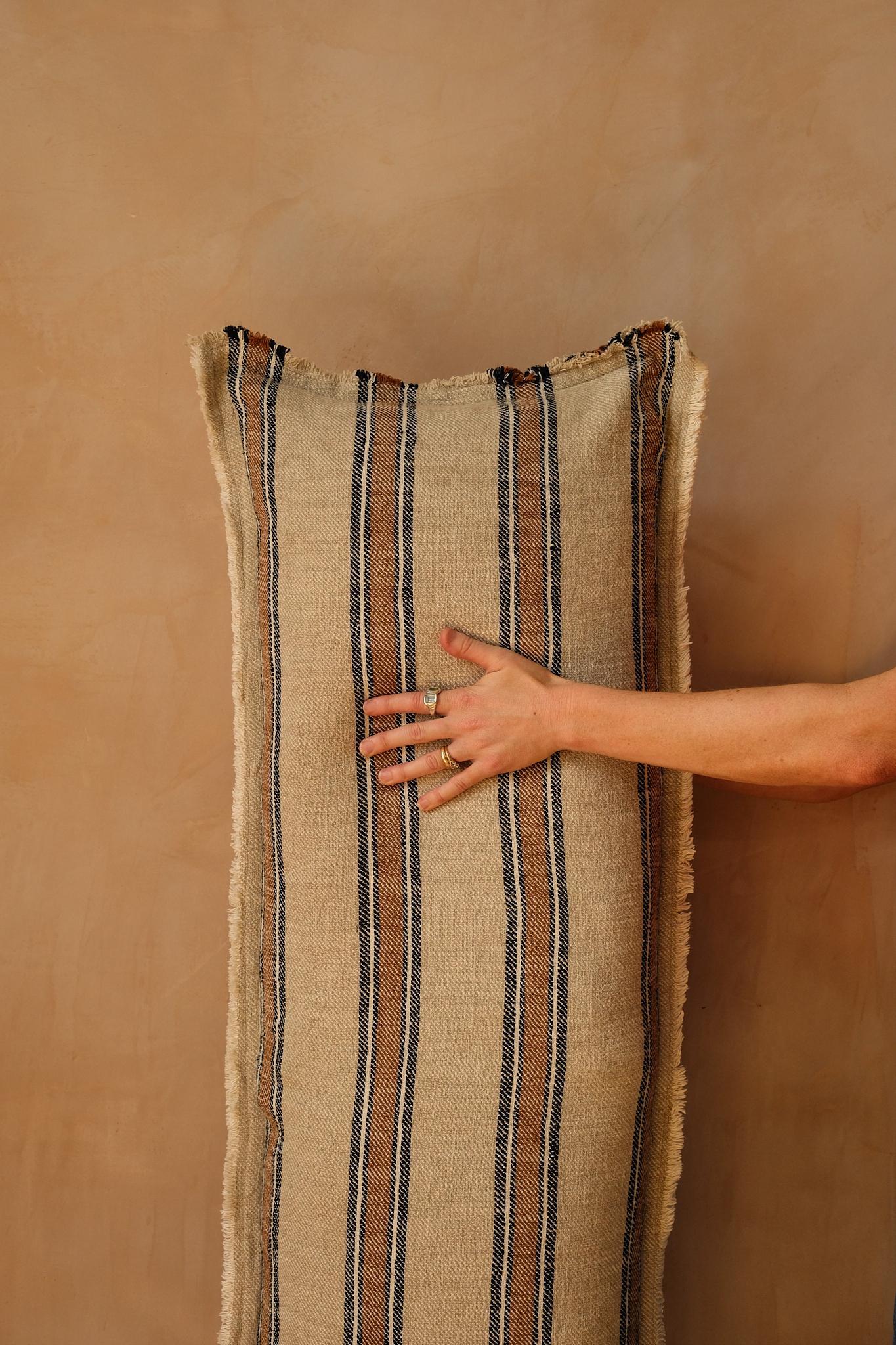 Beige & Brown Stripe Bolster Cushion
