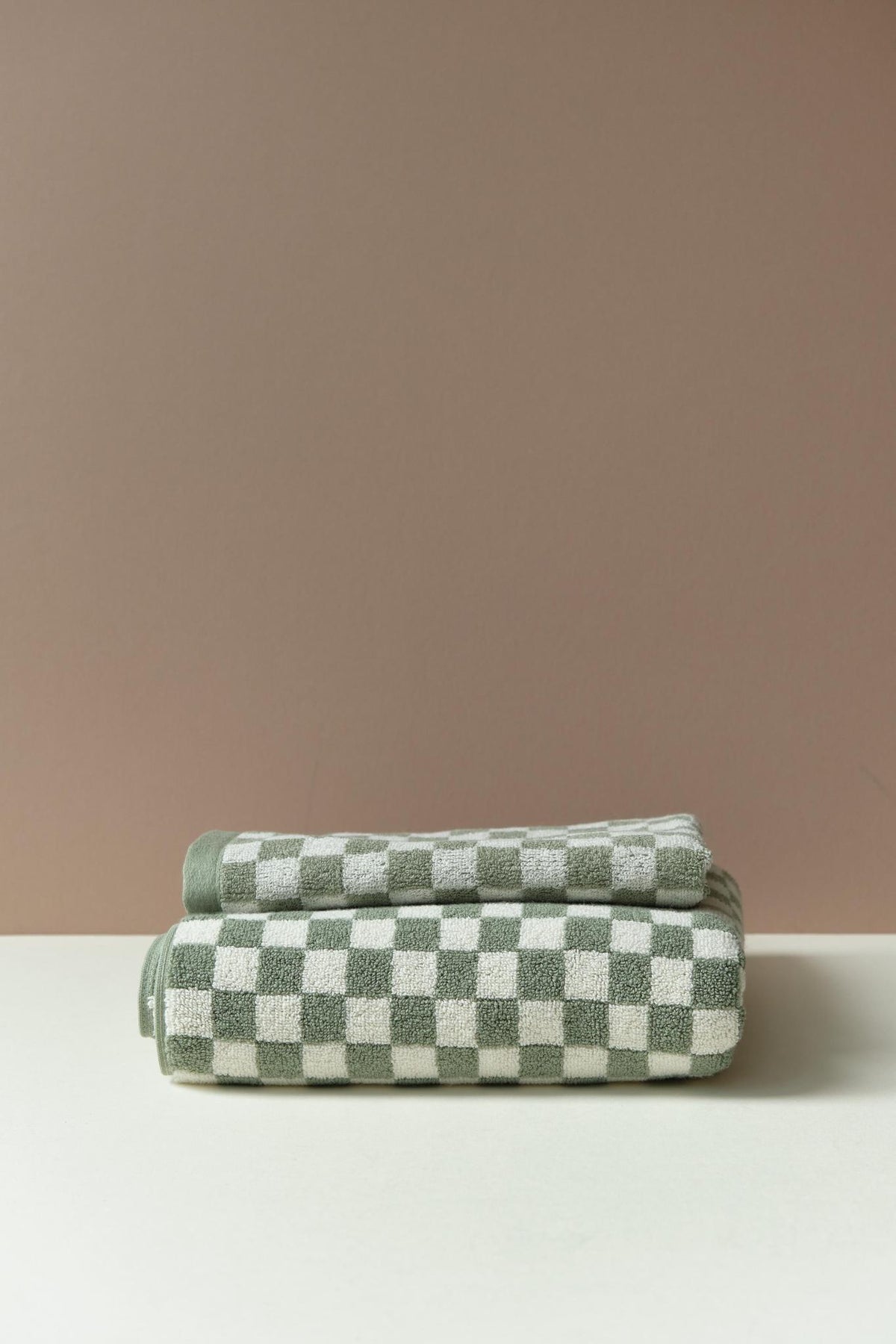 Patterned Cotton Towels &amp; Mats in Sage Check by Baina