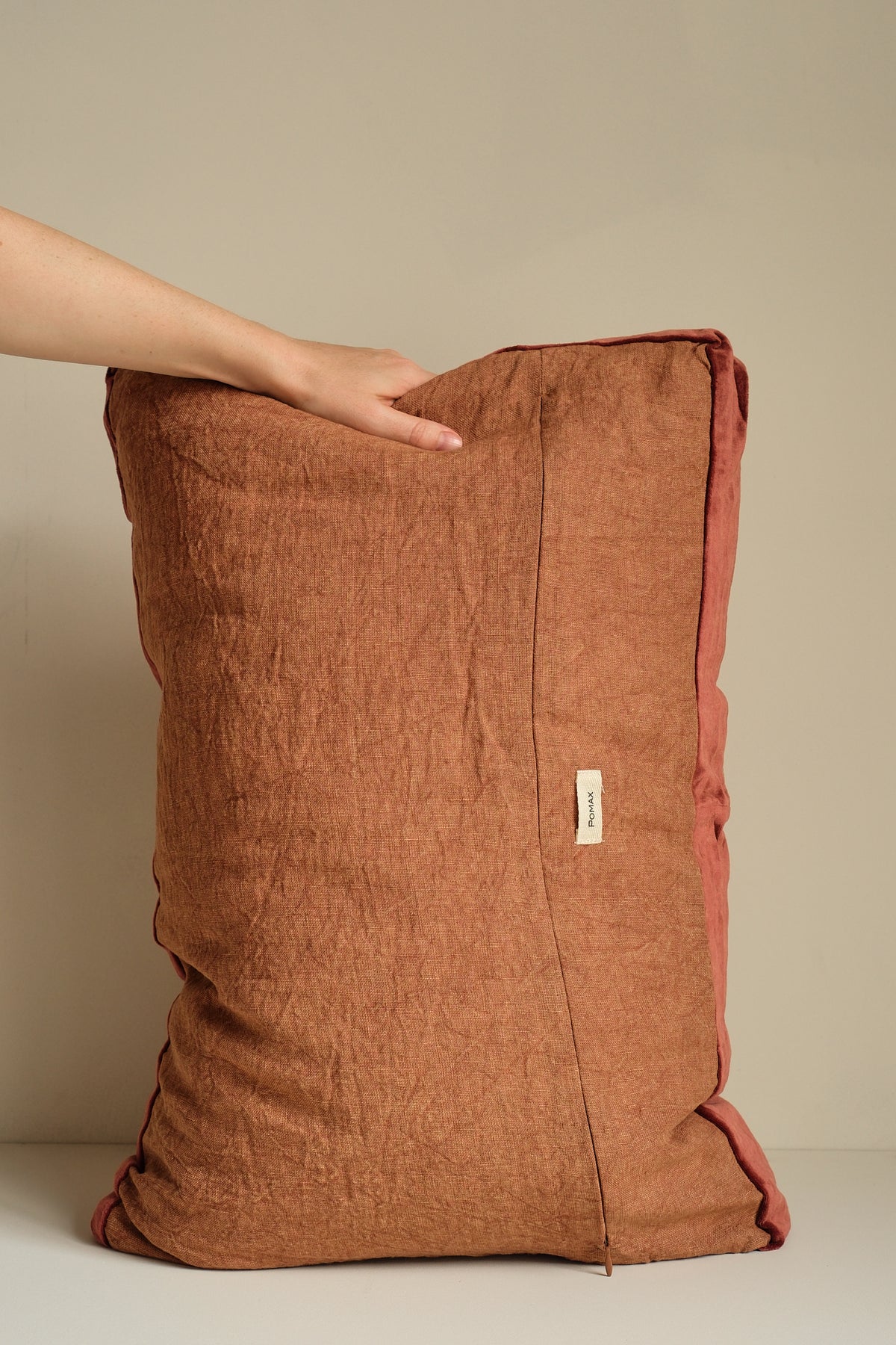 Cinnamon Velvet Border Rectangle Cushion by Pomax