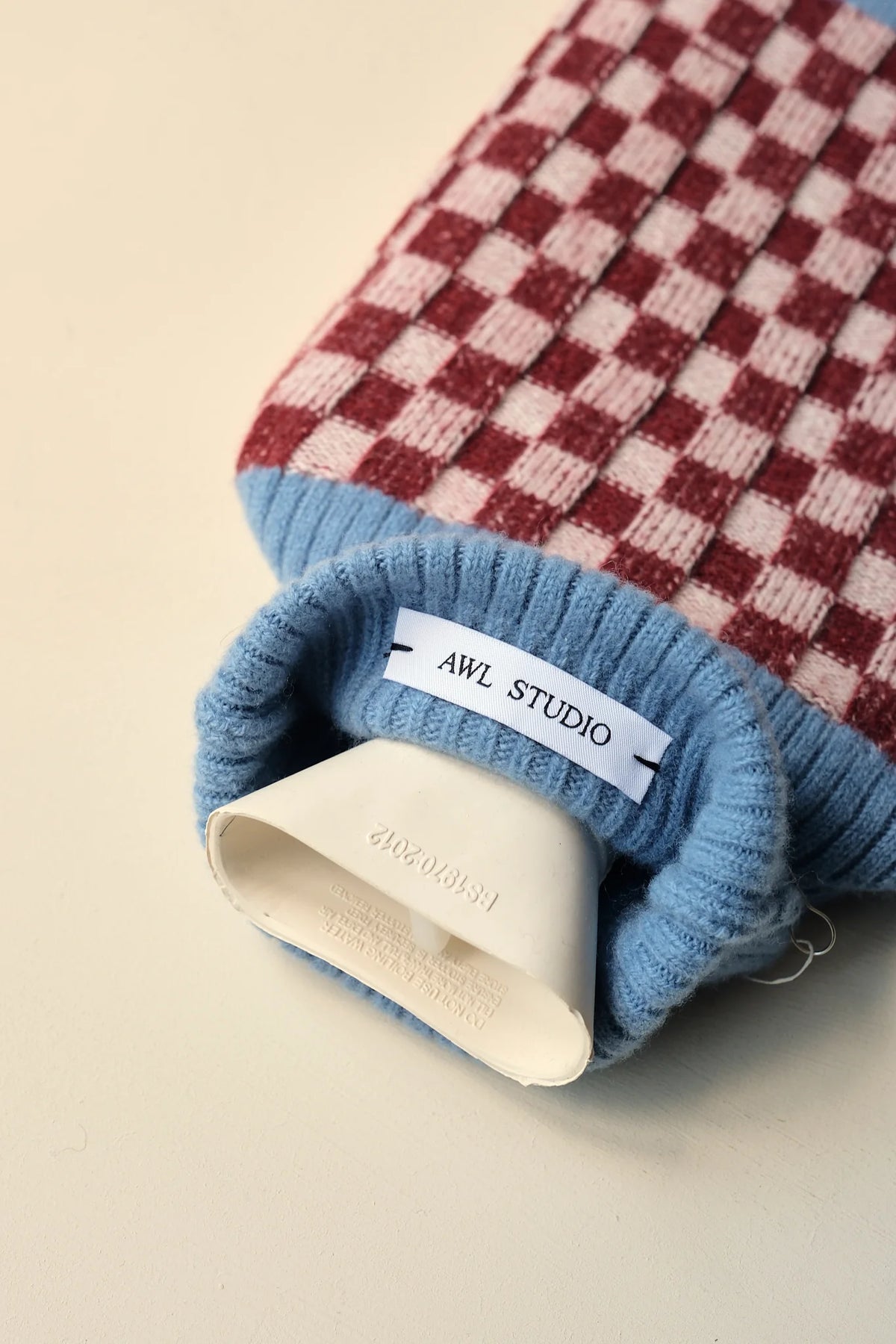 Pophams x AWL Studio Checked Knitted Hot Water Bottle