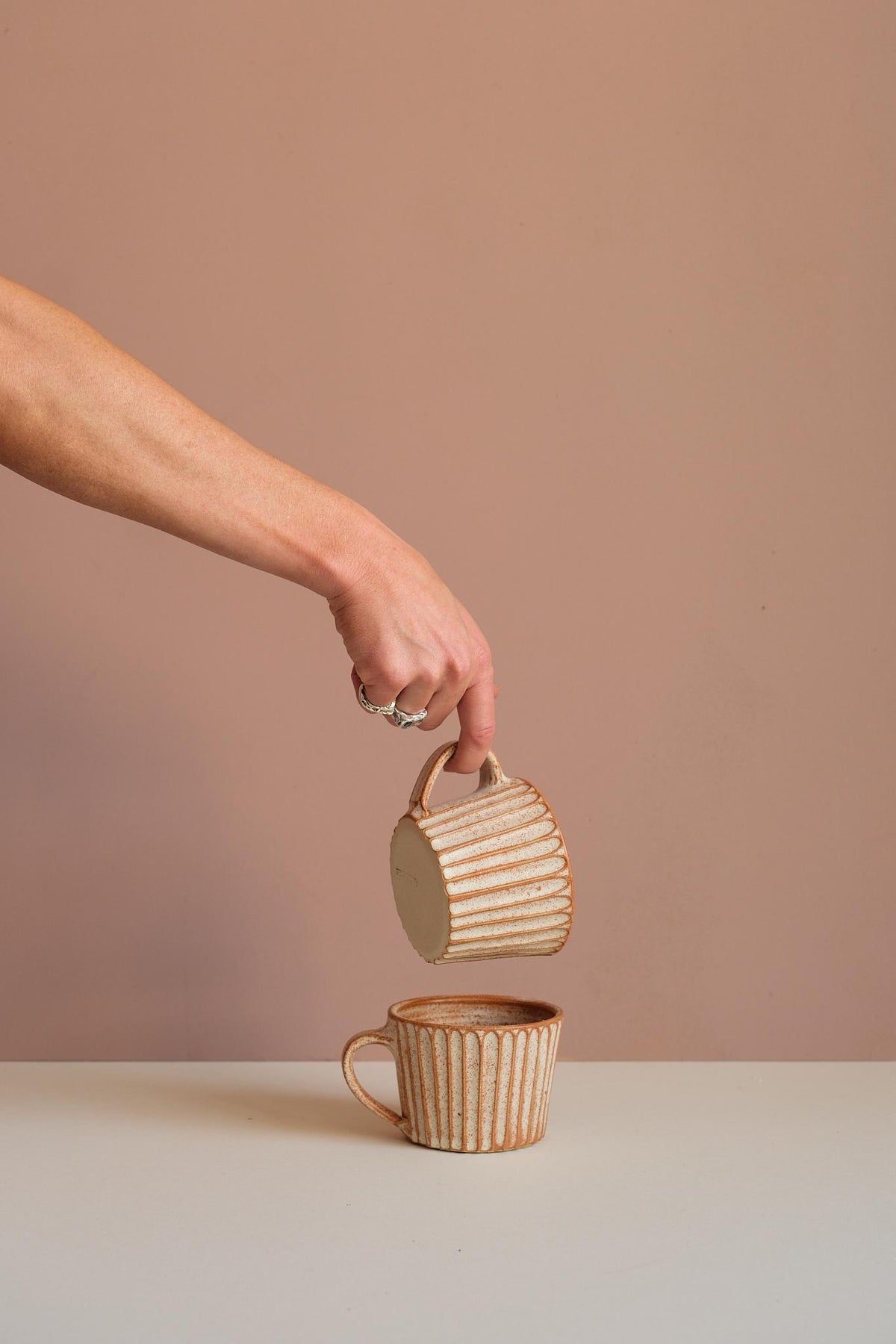 White Clay Carved Mug by Finnerty Ceramics