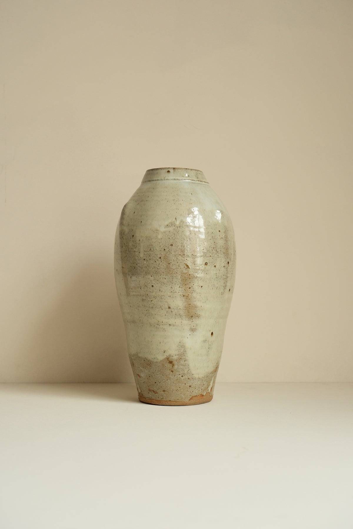 Green Ash Glazed Vase with Dimples by Jack Welbourne