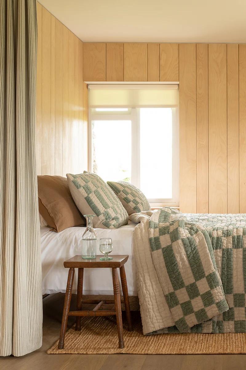 Rectangular Checked Velvet Cushion by Niki Jones