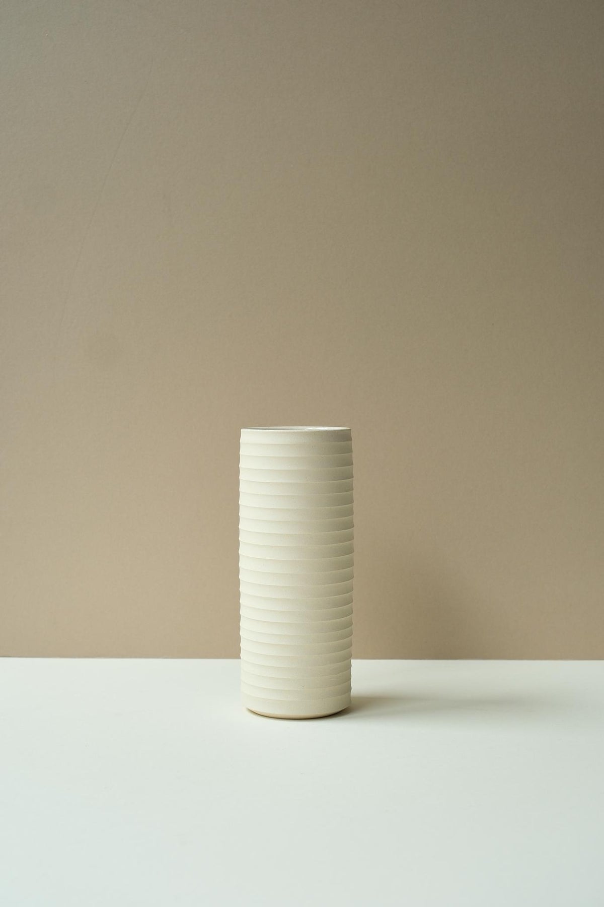 White Ridged Vase by San San