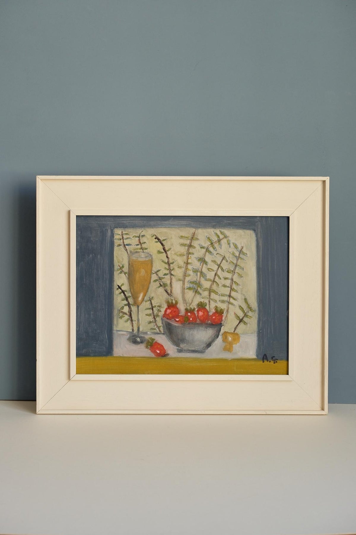 Strawberries with Champagne Painting Original Artwork by Angus Gribbon