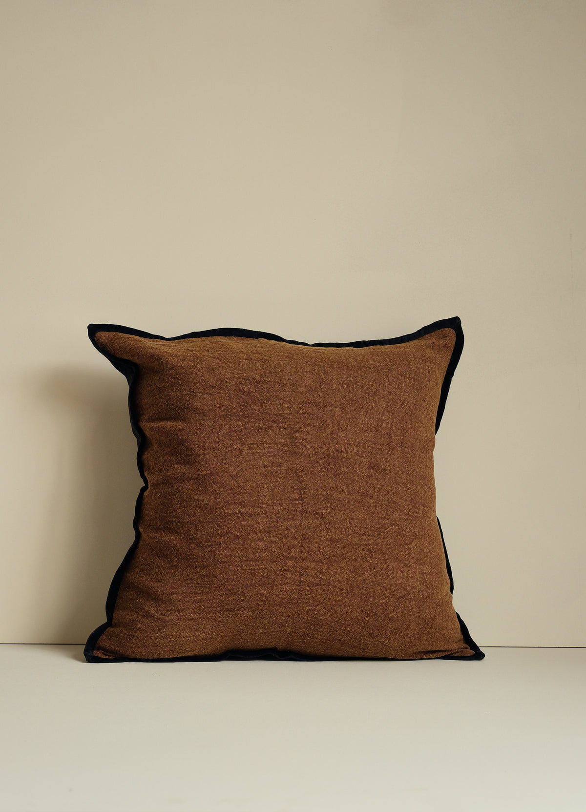 Chocolate Linen & Velvet Cushion by Pomax