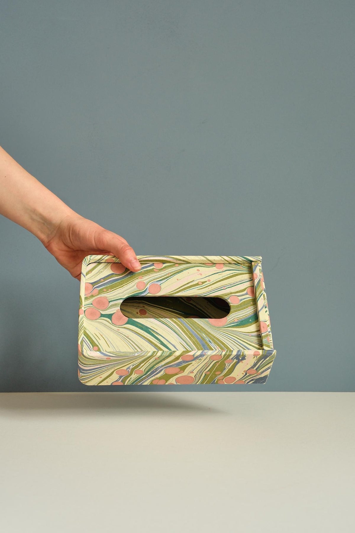 Pastel Swirl Marble Rectangle Tissue Box