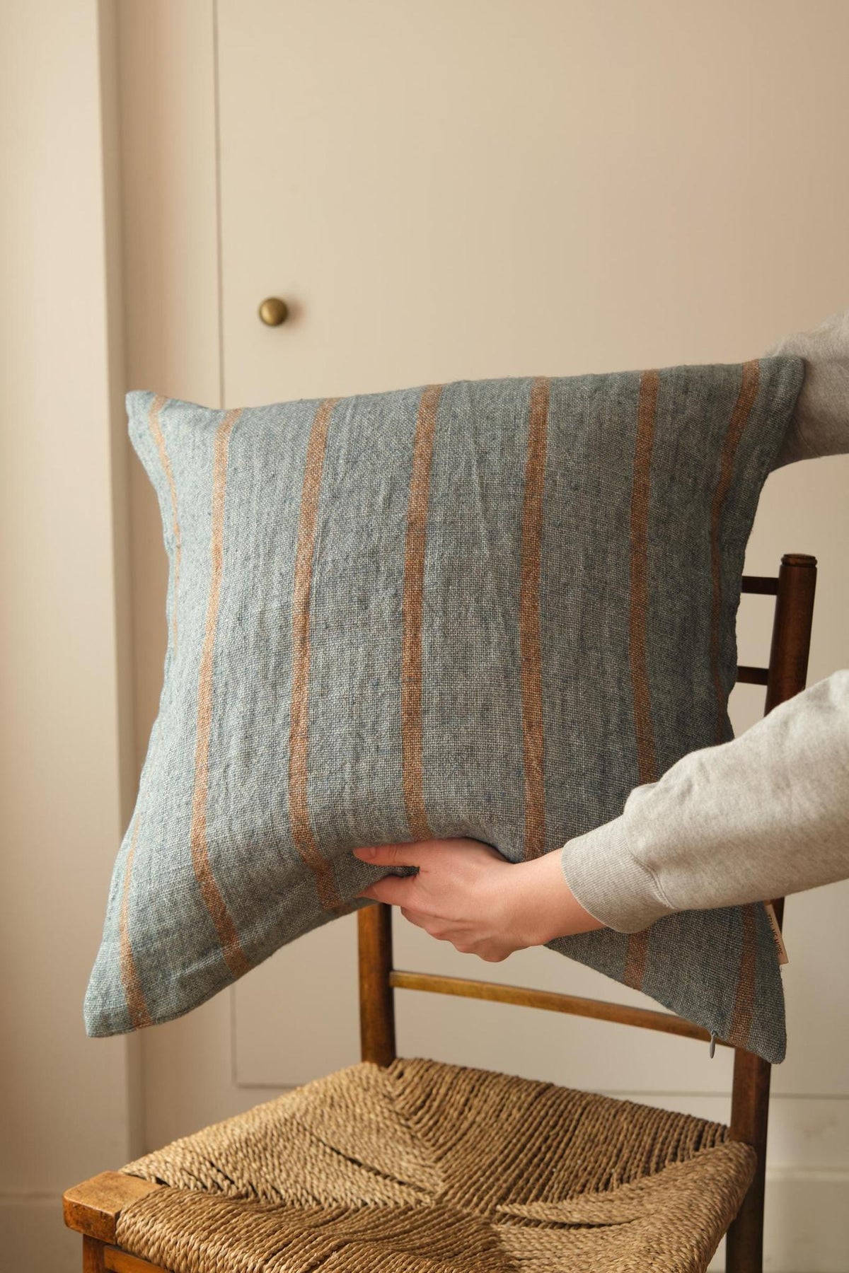 Blue Stripe Square Cushion