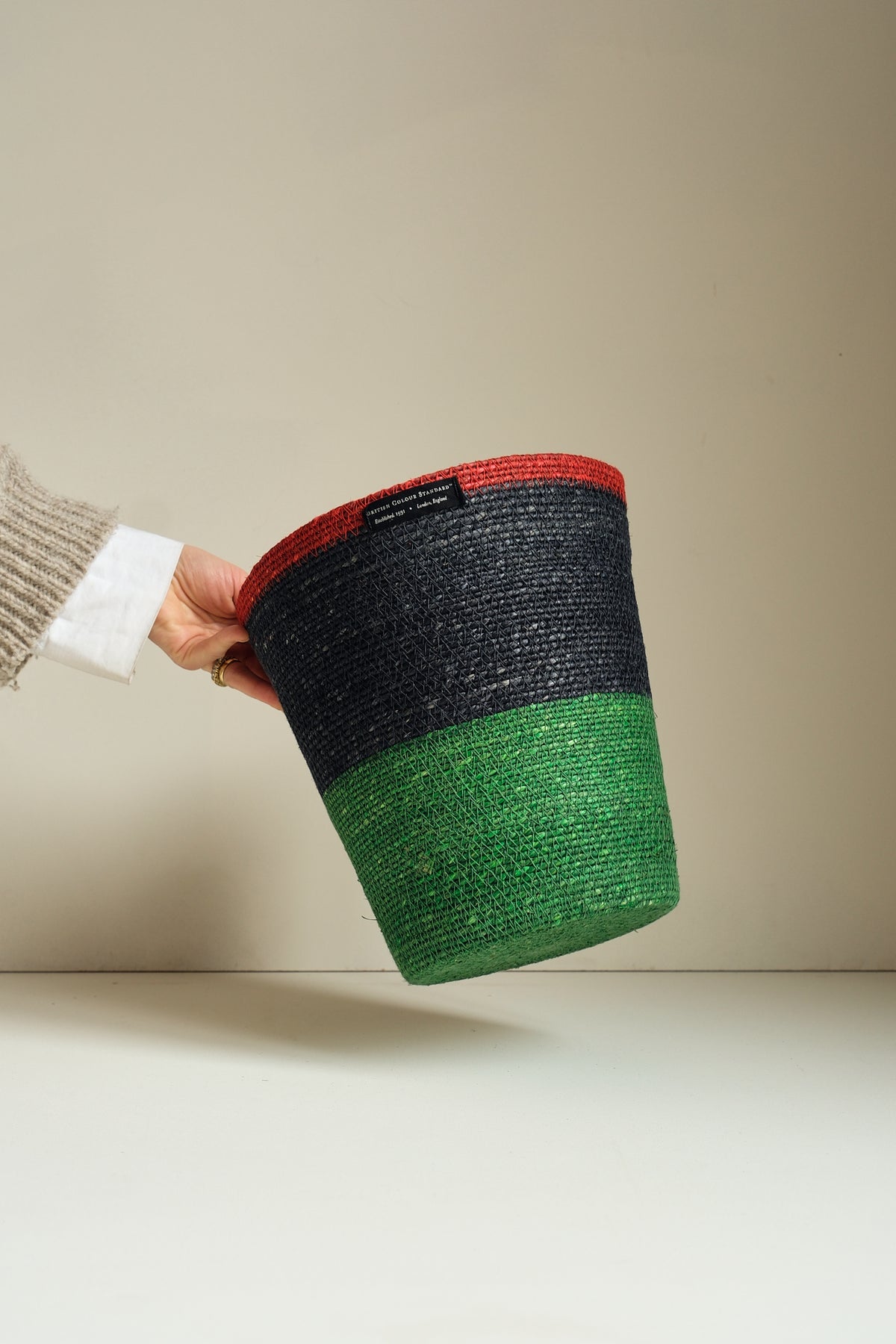 Seagrass Waste Paper Basket - Midnight & Green