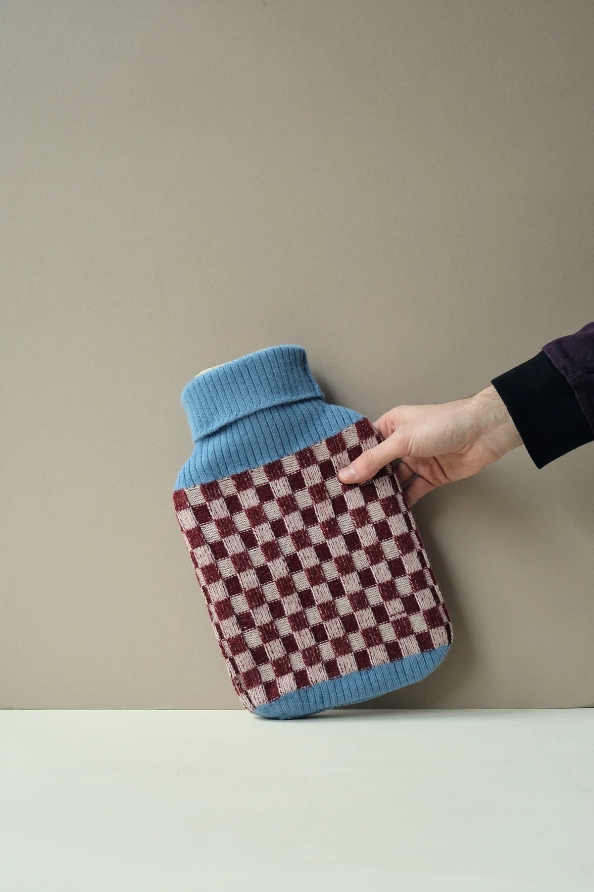 Pophams x AWL Studio Checked Knitted Hot Water Bottle