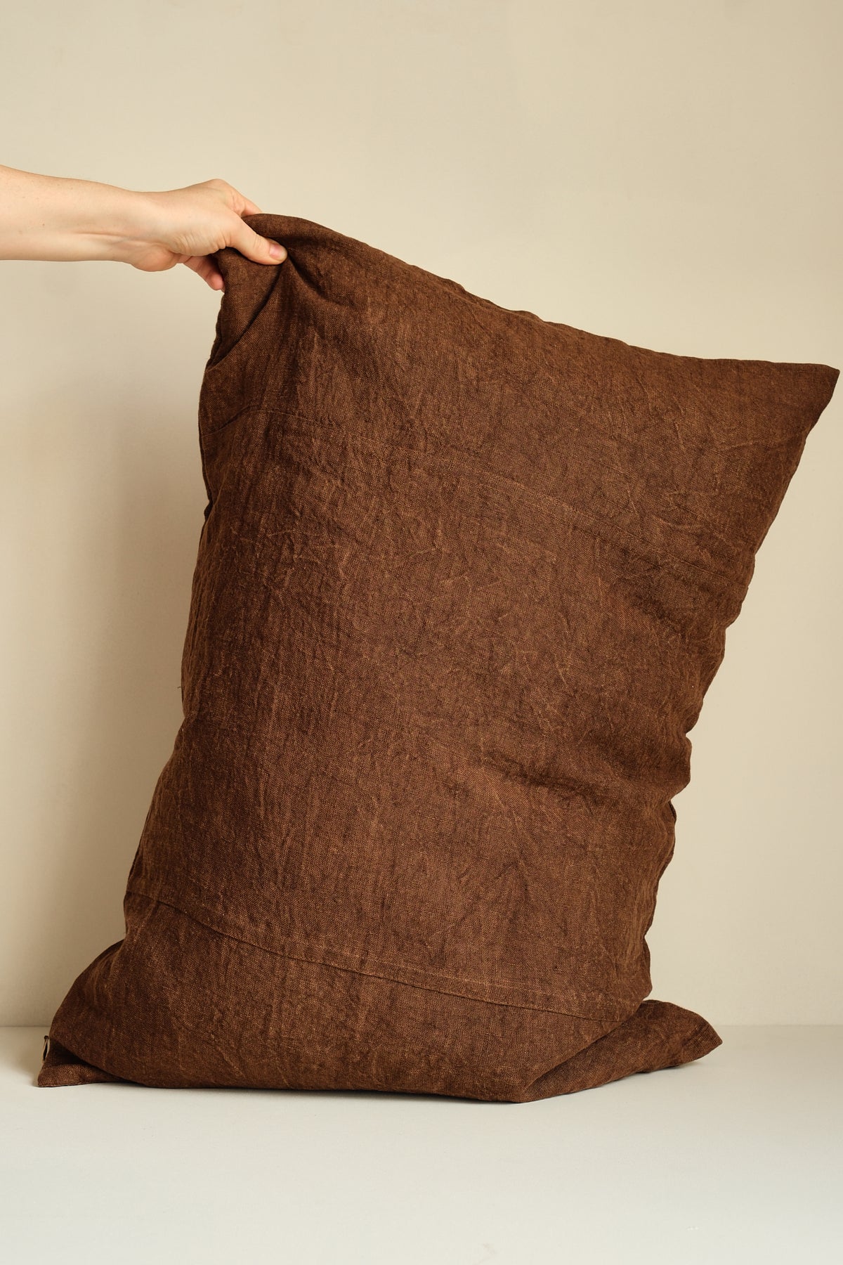 Chocolate Linen Natural Rectangle Cushion