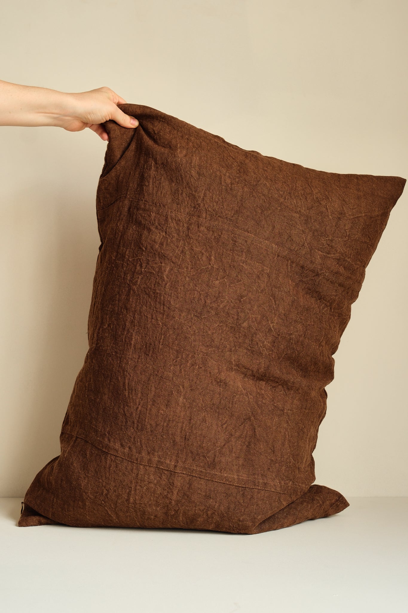 Chocolate Linen Natural Rectangle Cushion