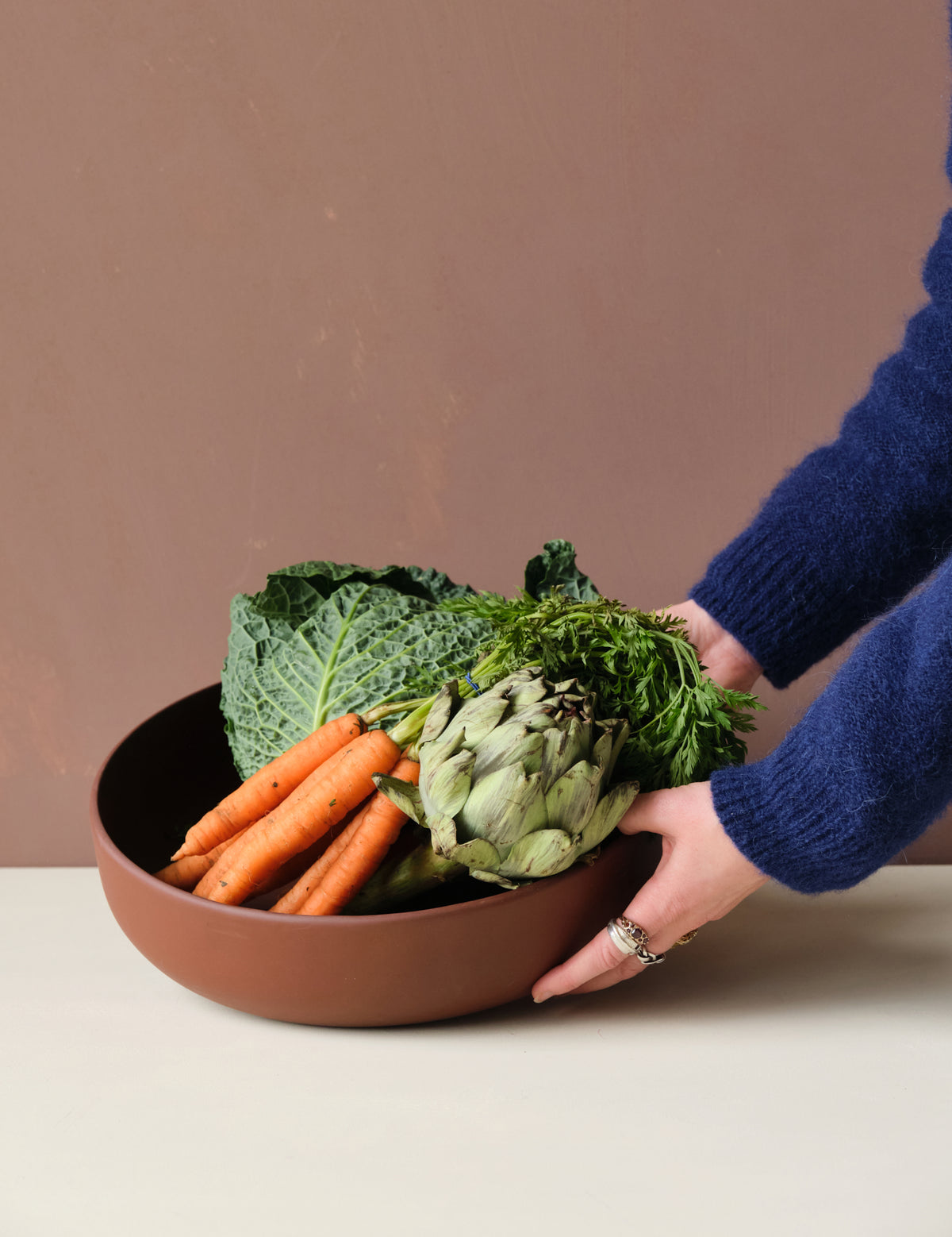 Deep Red Porcelain Serving Bowl