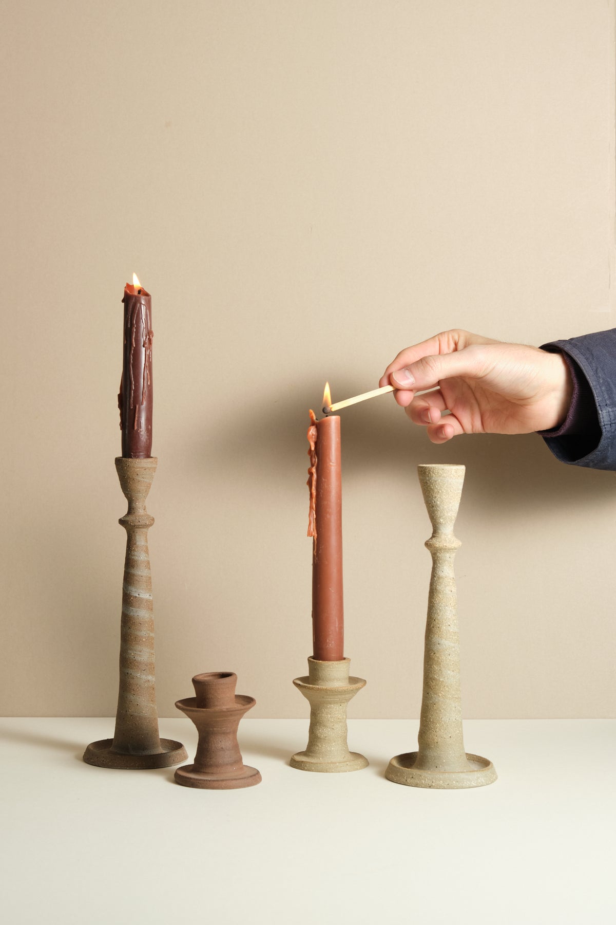 Large Stoneware Candlestick