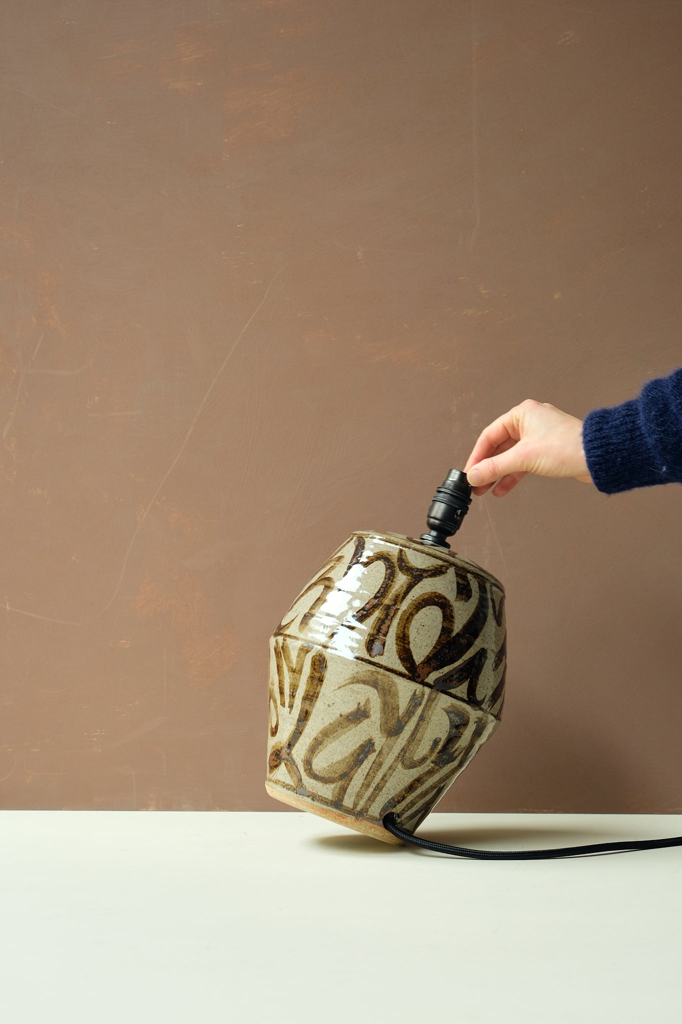 Abstract Painted Ceramic Lamp