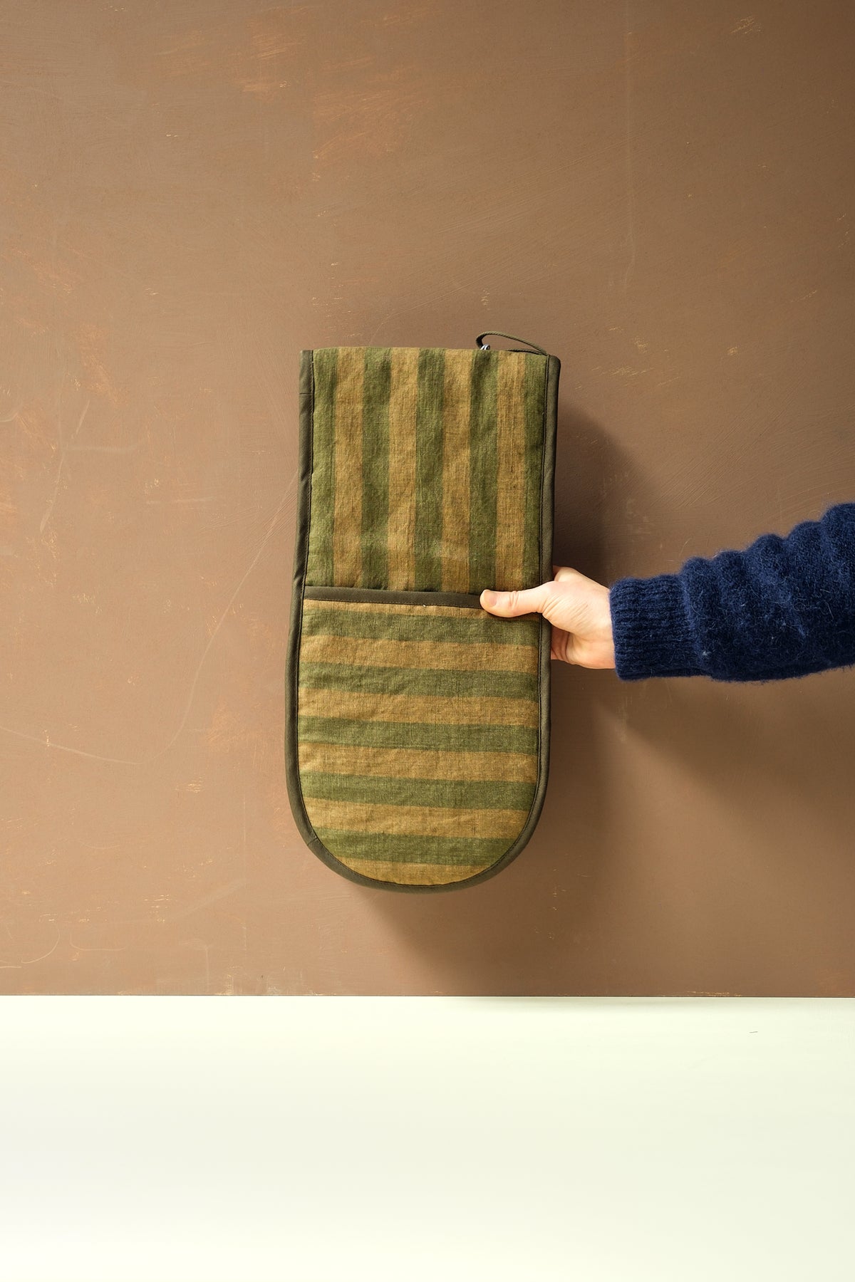 Striped Linen Oven Glove
