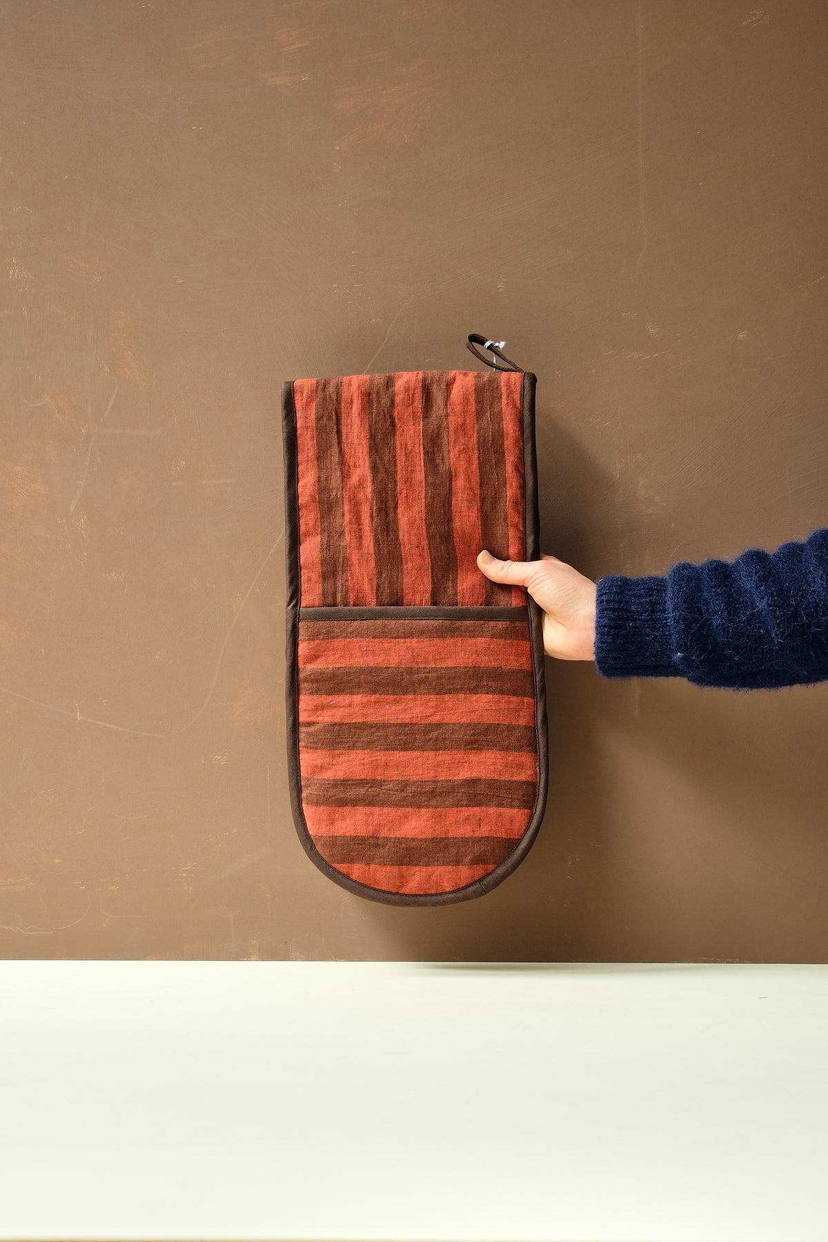 Striped Linen Oven Glove