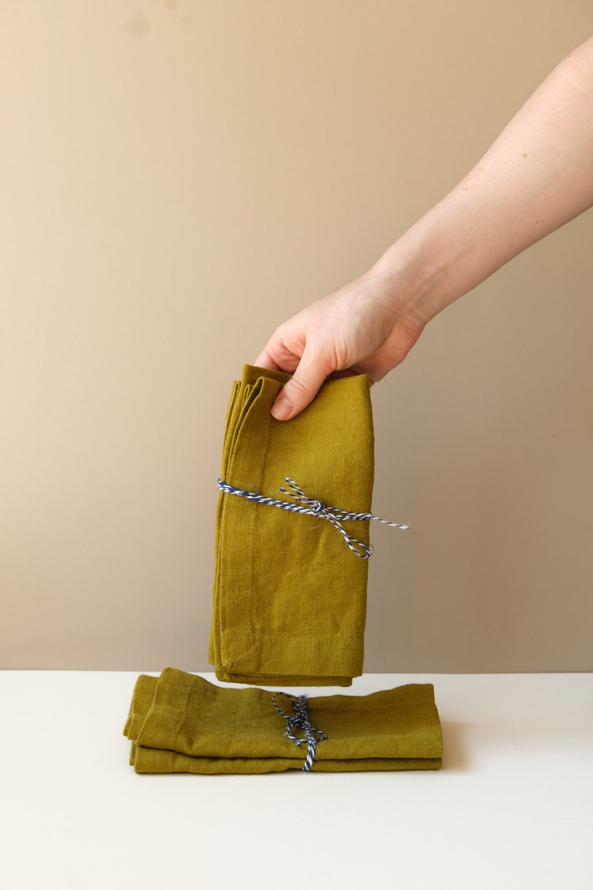 Moss Green Linen Napkin Pair