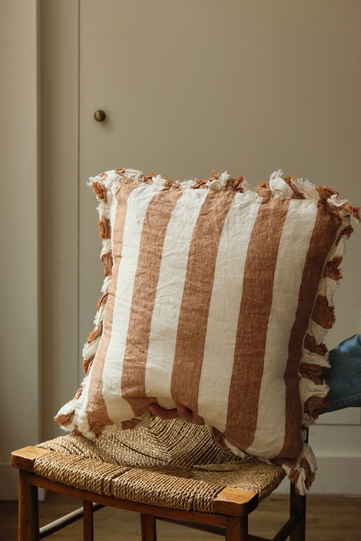 Ruffle Edge Stripe Cushion