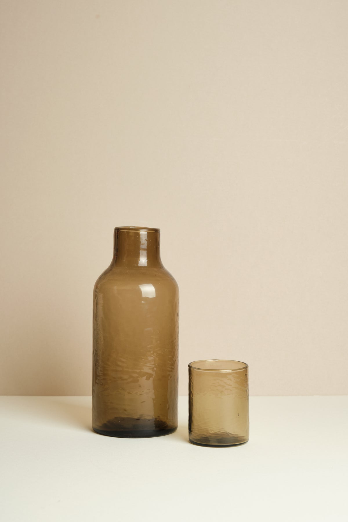 Hammered Glass Carafe & Cup