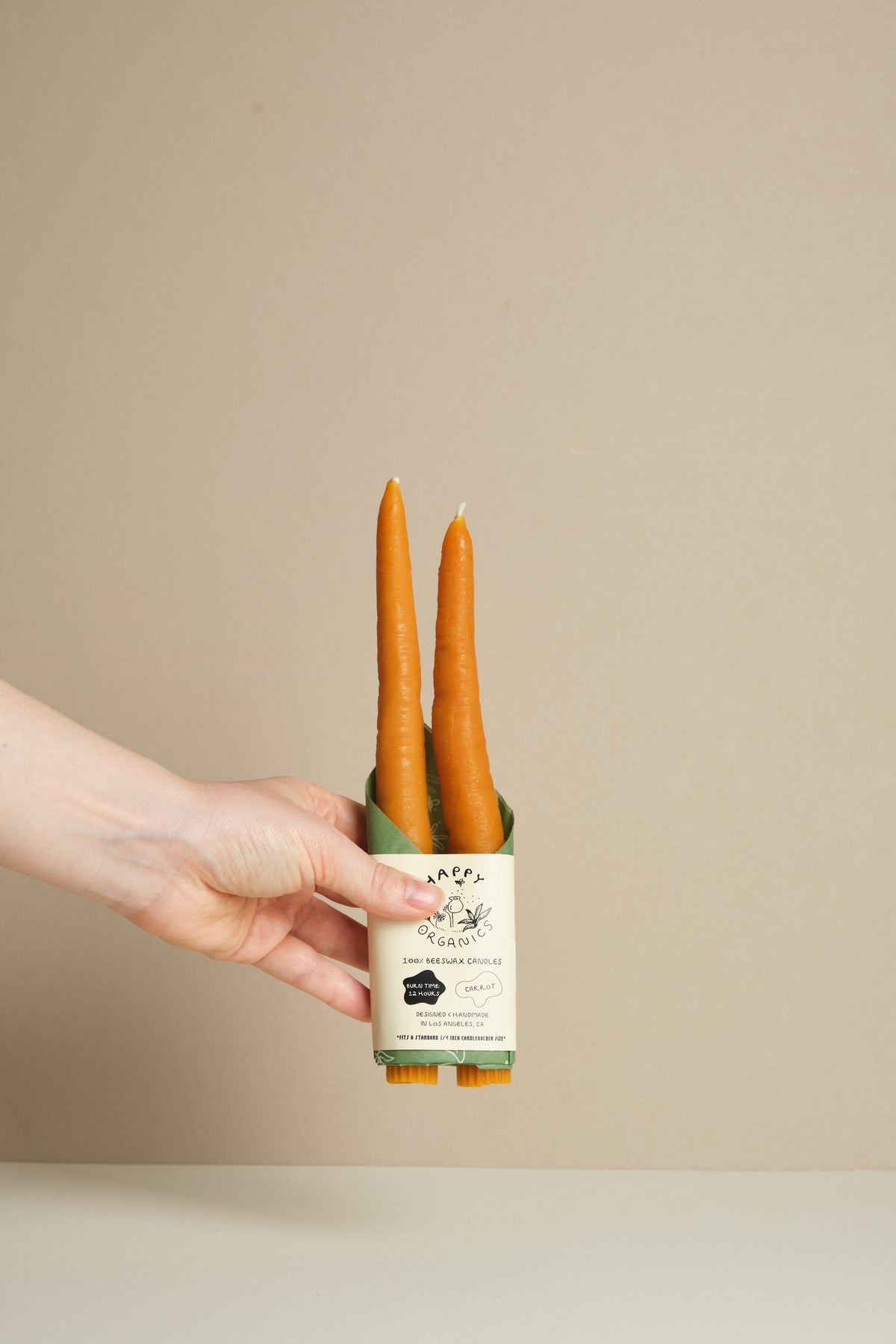 Carrot Beeswax Candlestick Pair