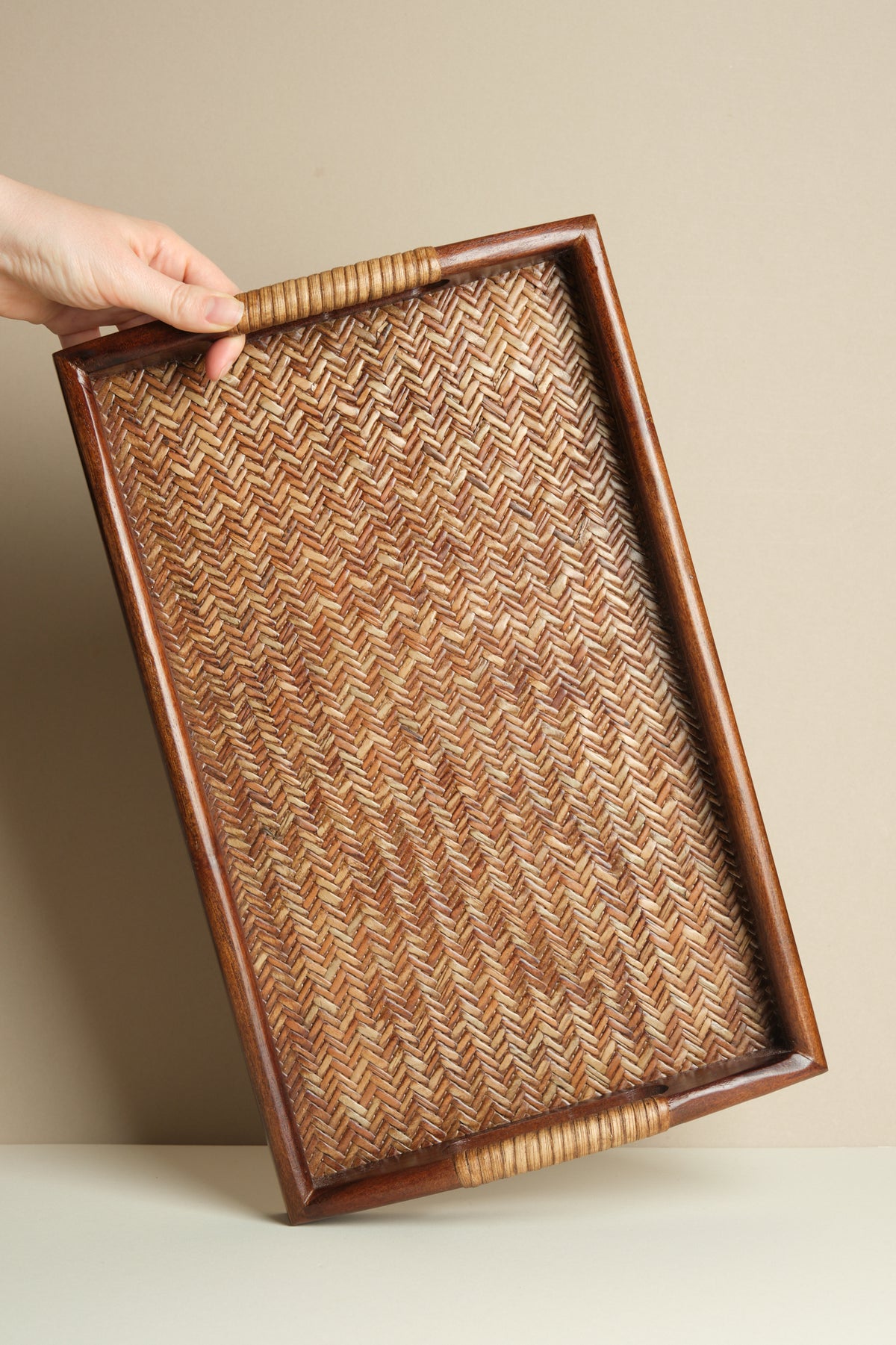 Wood & Rattan Tray