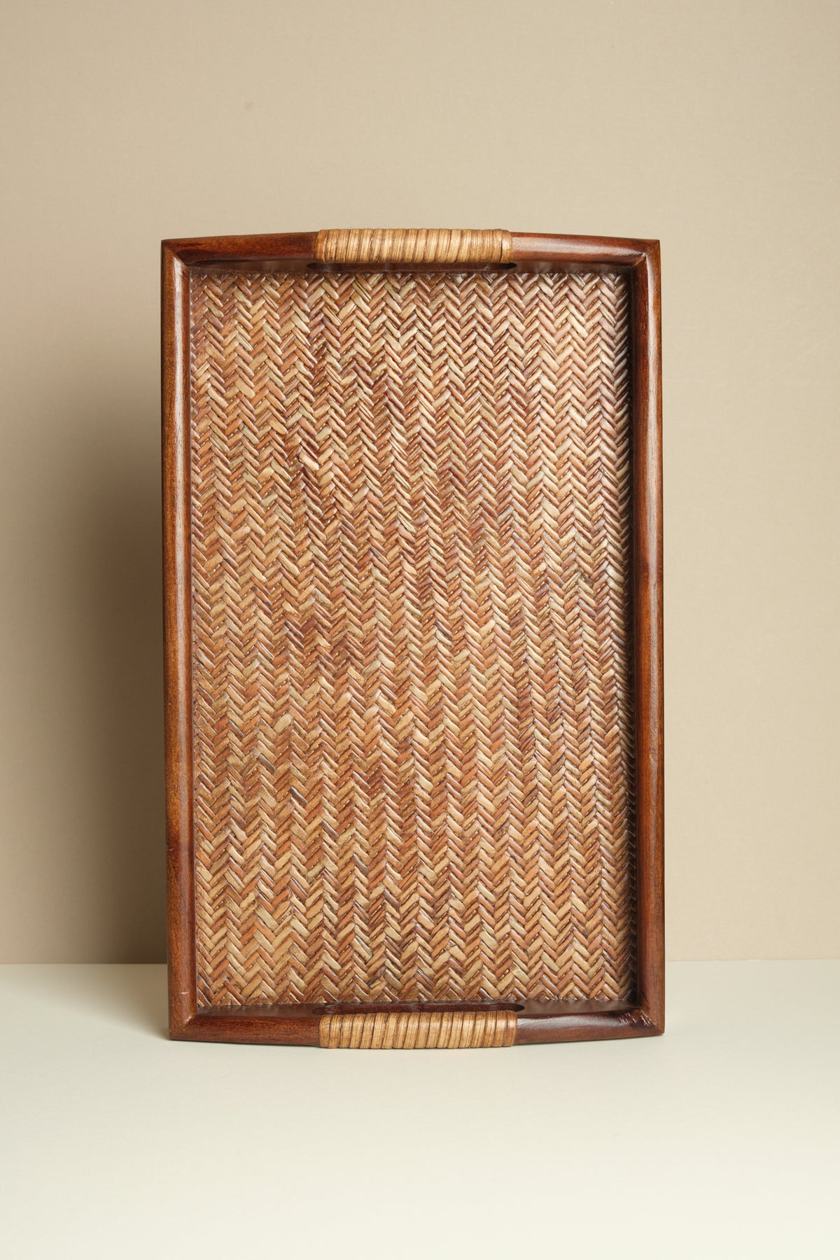 Wood and Rattan Tray