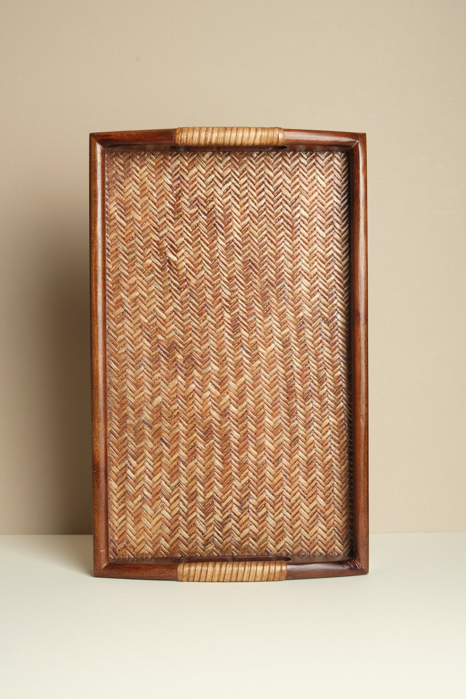 Wood and Rattan Tray