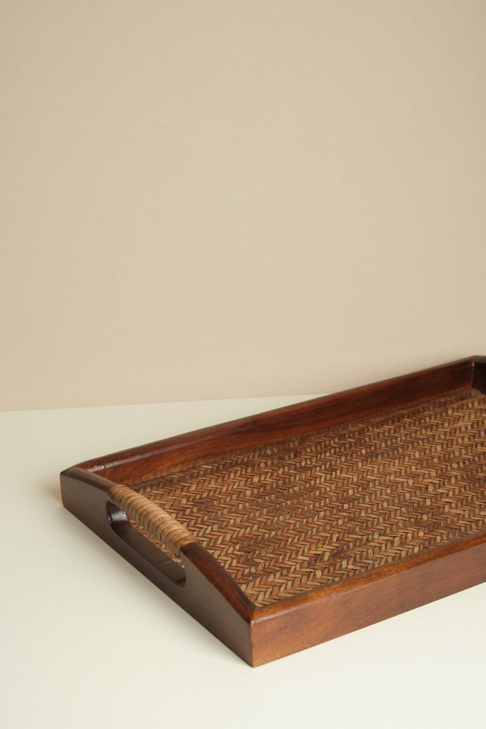 Wood and Rattan Tray