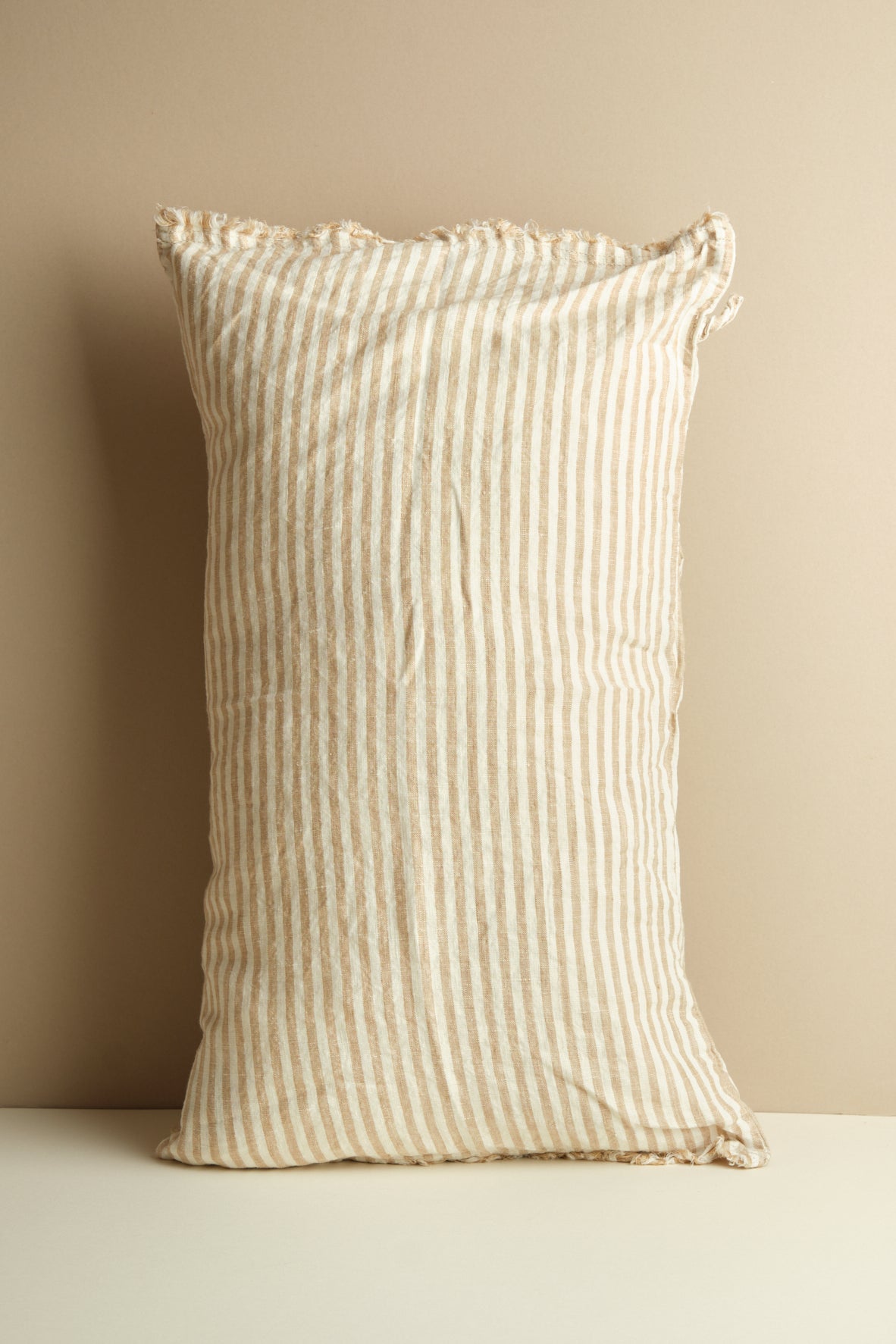 Beige Stripe Rectangular Cushion